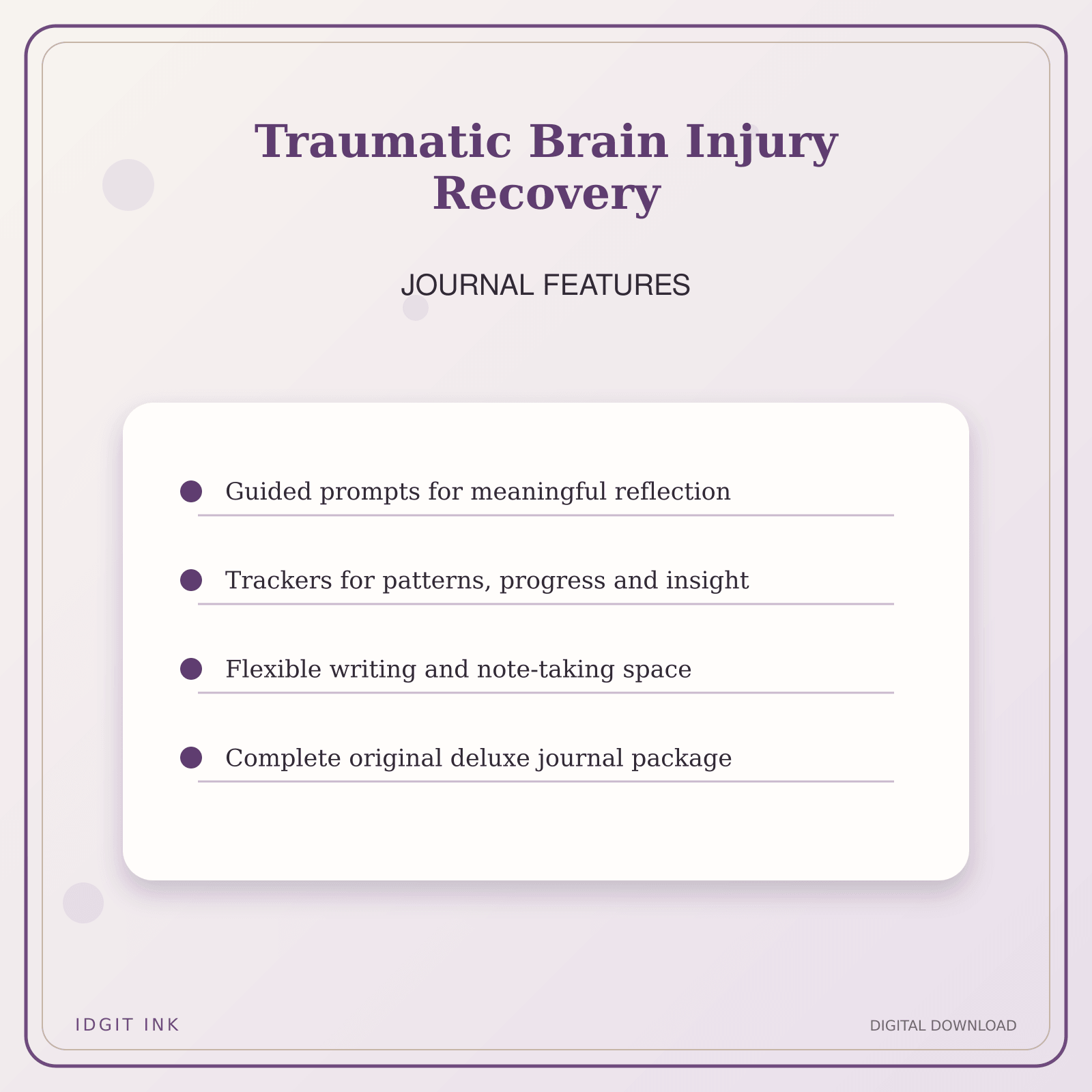 Idgit Ink Traumatic Brain Injury Recovery deluxe journal and planner bundle — journal prompts and reflection features