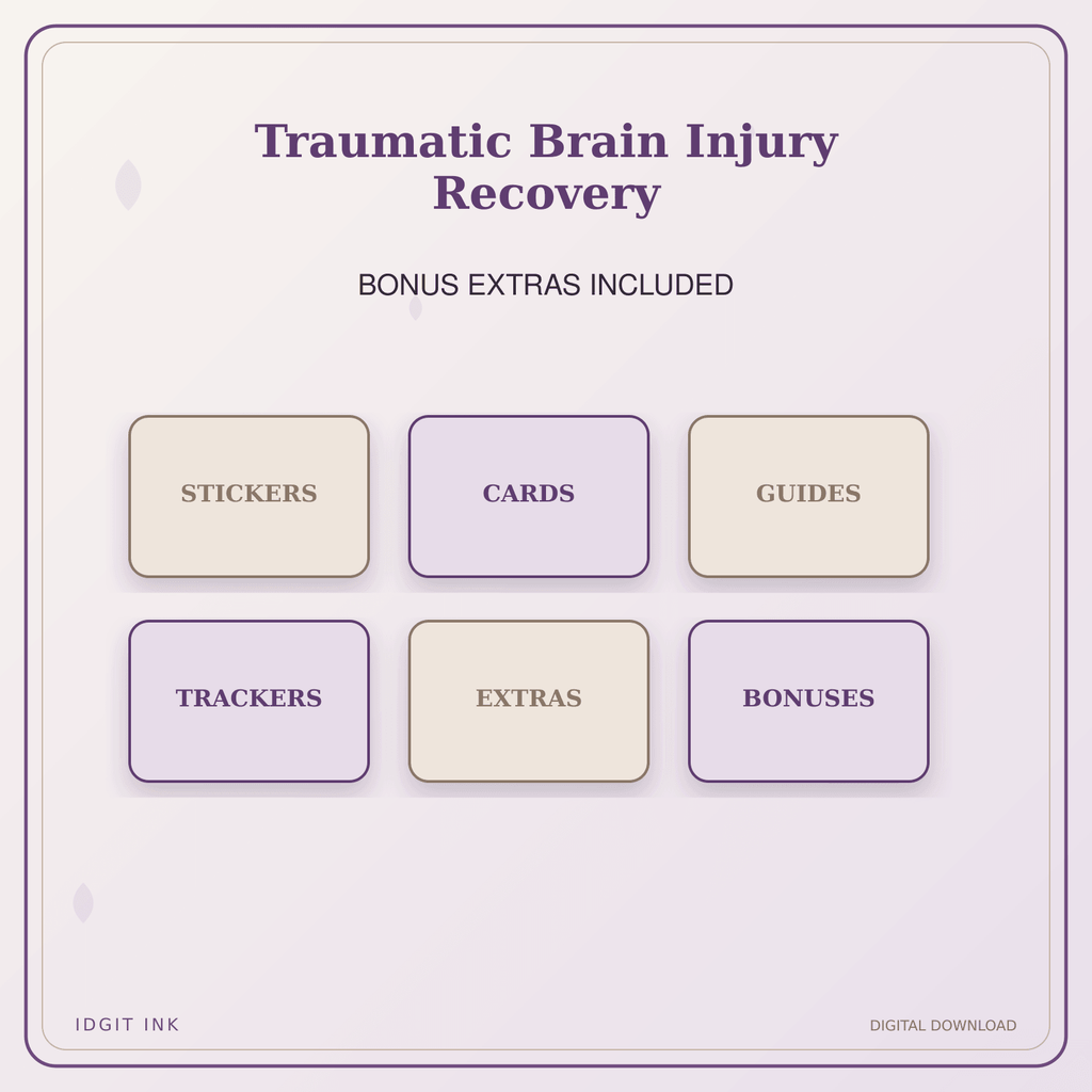 Idgit Ink Traumatic Brain Injury Recovery deluxe journal and planner bundle — included digital stickers and cards