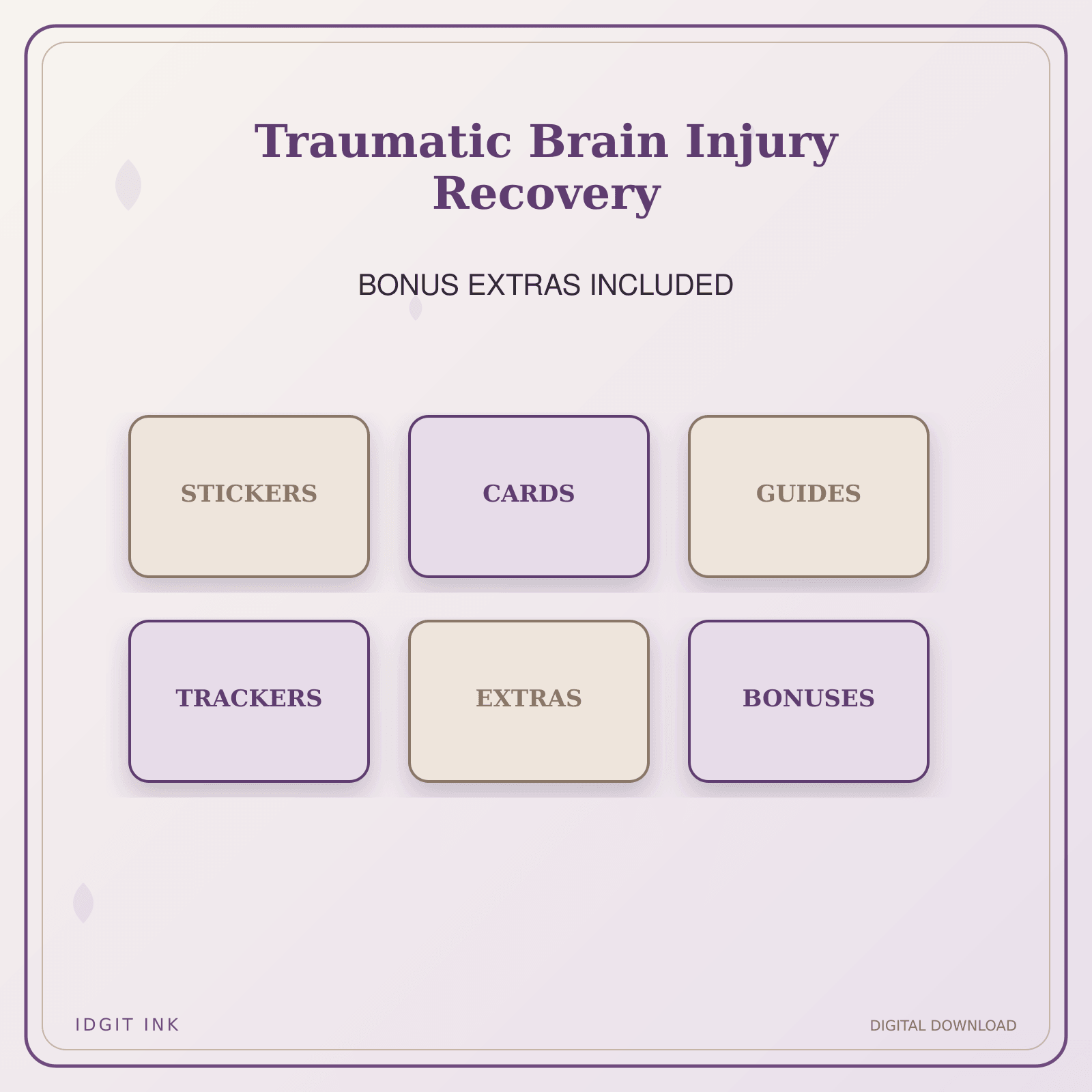 Idgit Ink Traumatic Brain Injury Recovery deluxe journal and planner bundle — included digital stickers and cards