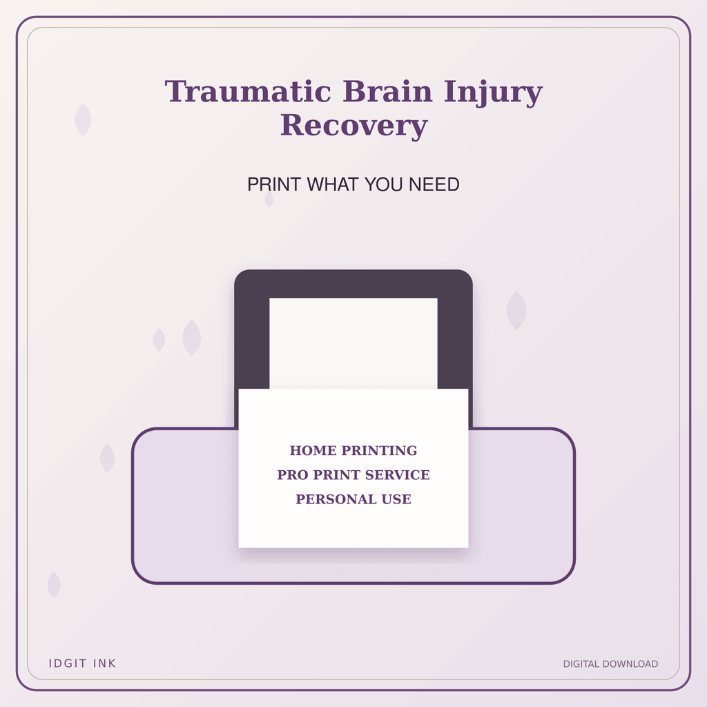 Idgit Ink Traumatic Brain Injury Recovery deluxe journal and planner bundle — home and professional printing information