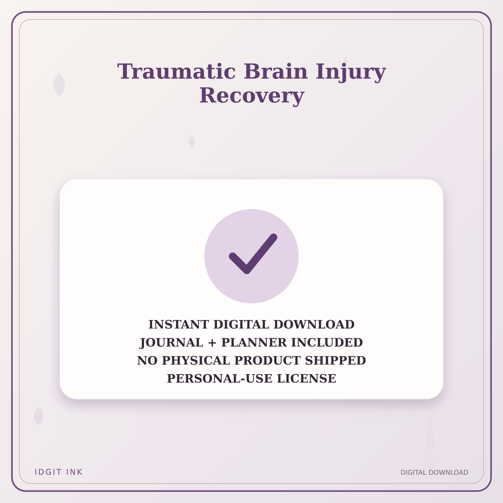 Idgit Ink Traumatic Brain Injury Recovery deluxe journal and planner bundle — instant download and no physical product notice
