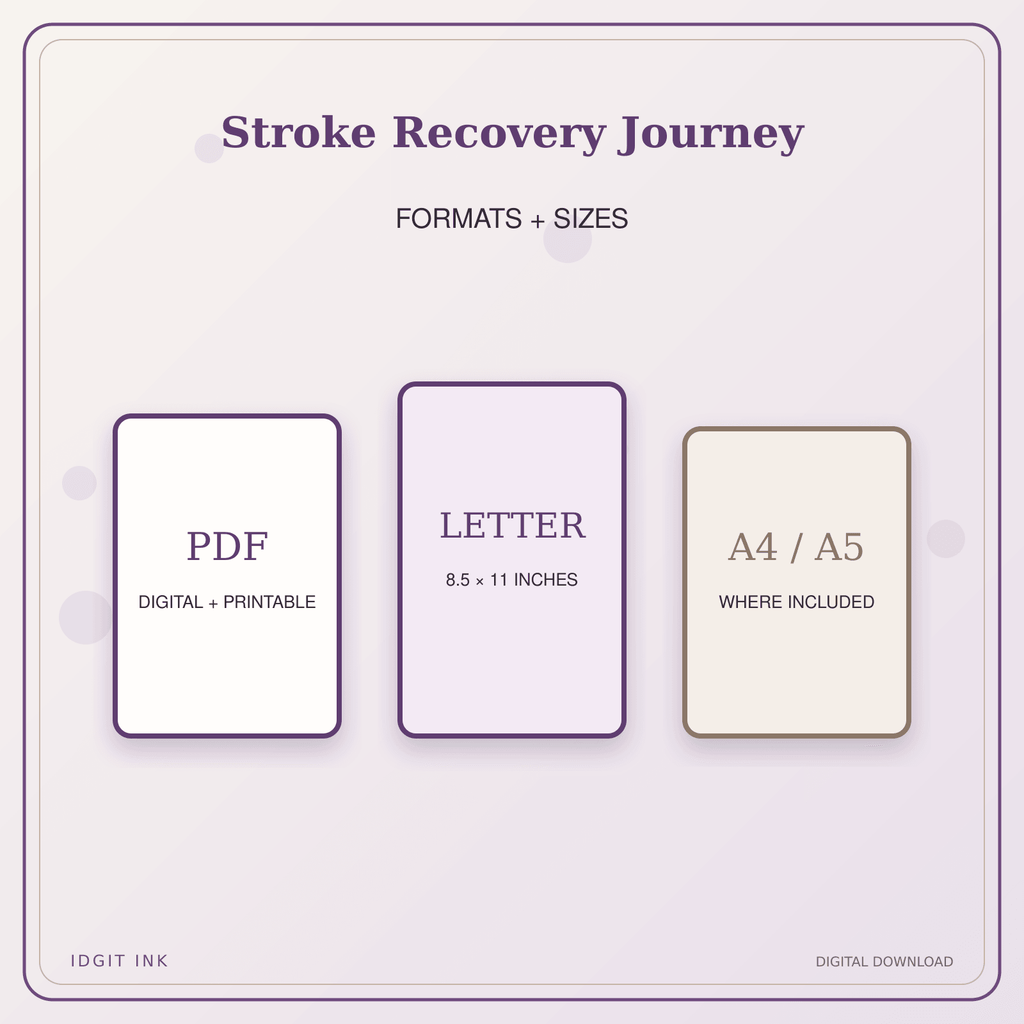 Idgit Ink Stroke Recovery Journey deluxe journal and planner bundle — digital formats and available page sizes