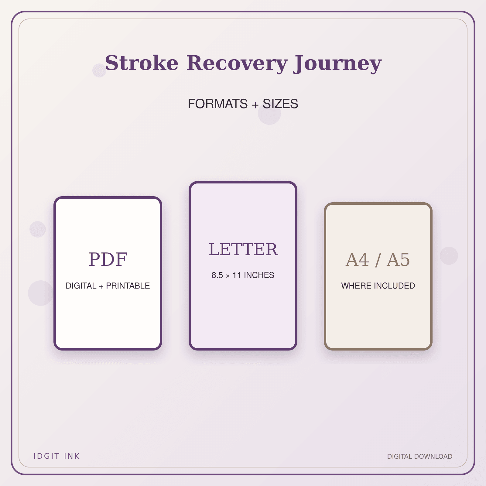 Idgit Ink Stroke Recovery Journey deluxe journal and planner bundle — digital formats and available page sizes