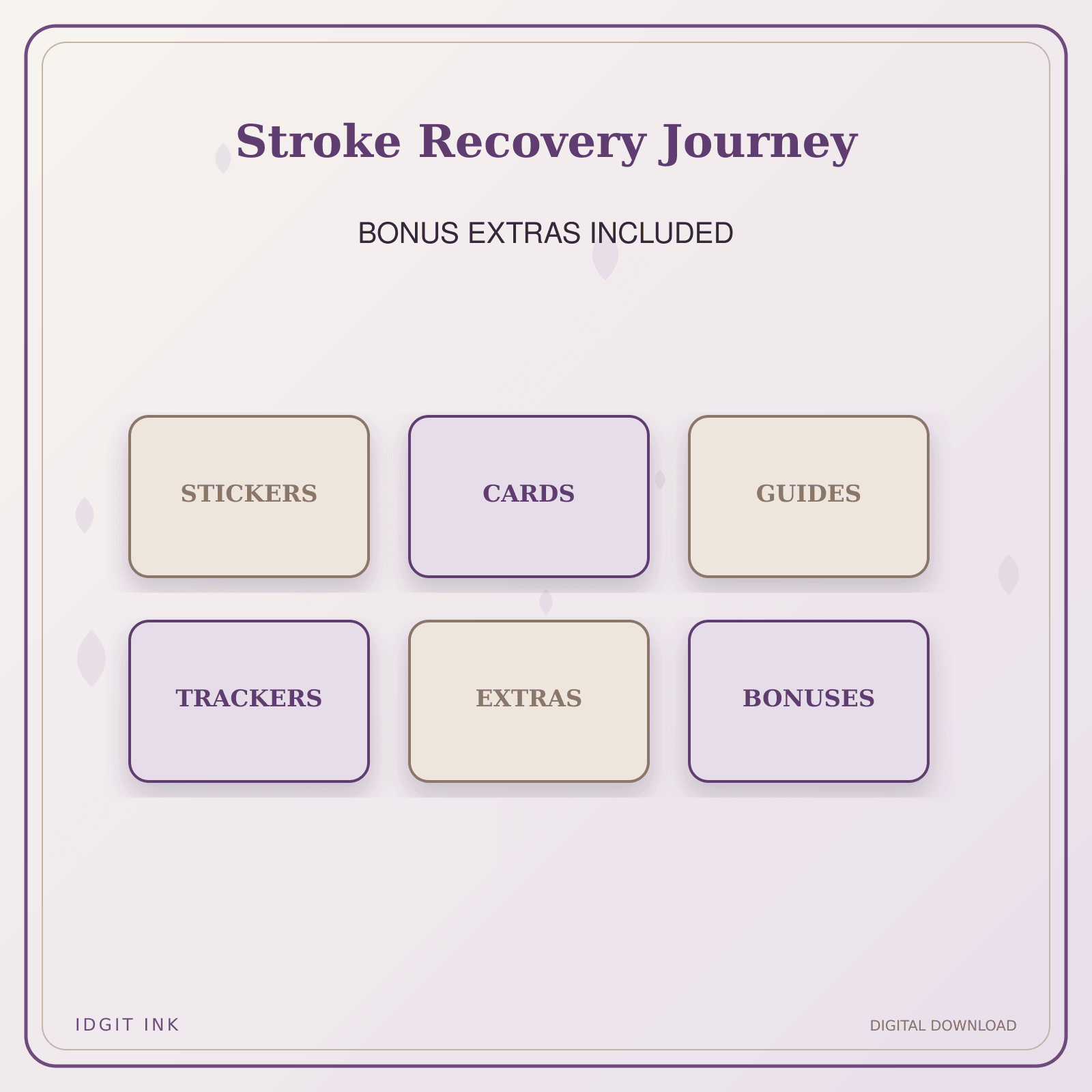 Idgit Ink Stroke Recovery Journey deluxe journal and planner bundle — included digital stickers and cards