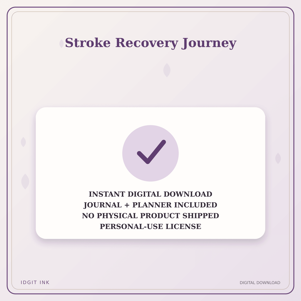 Idgit Ink Stroke Recovery Journey deluxe journal and planner bundle — instant download and no physical product notice