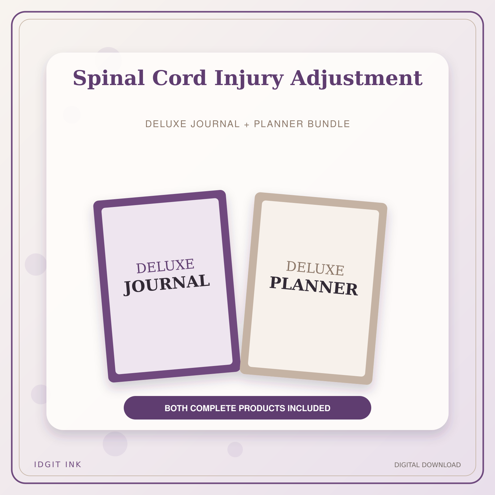 Idgit Ink Spinal Cord Injury Adjustment deluxe journal and planner bundle — primary bundle cover showing both deluxe products
