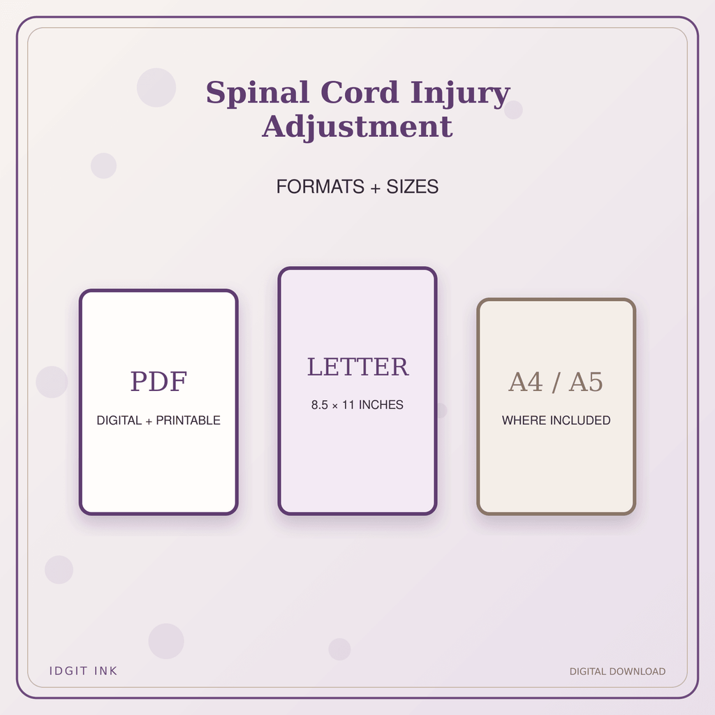Idgit Ink Spinal Cord Injury Adjustment deluxe journal and planner bundle — digital formats and available page sizes