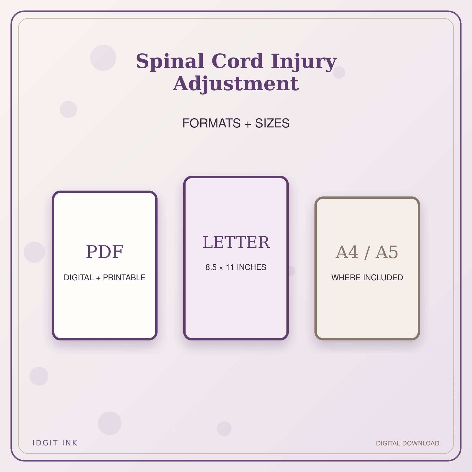 Idgit Ink Spinal Cord Injury Adjustment deluxe journal and planner bundle — digital formats and available page sizes