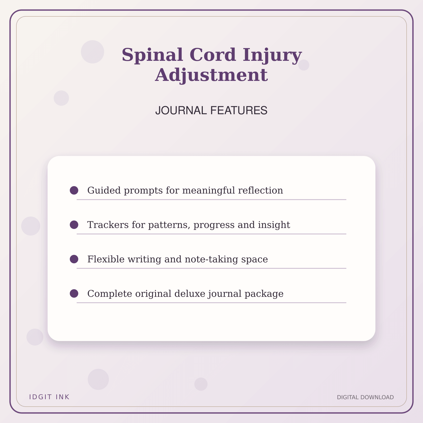 Idgit Ink Spinal Cord Injury Adjustment deluxe journal and planner bundle — journal prompts and reflection features