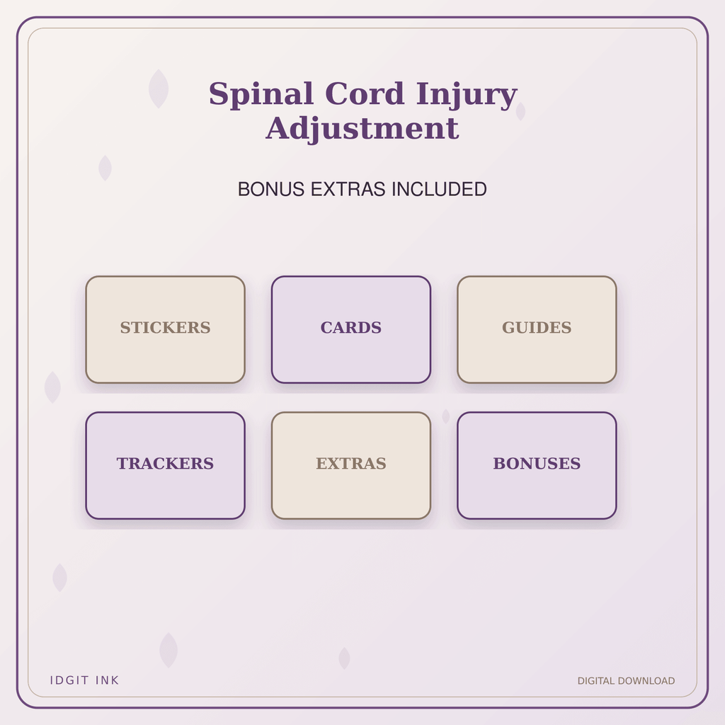 Idgit Ink Spinal Cord Injury Adjustment deluxe journal and planner bundle — included digital stickers and cards