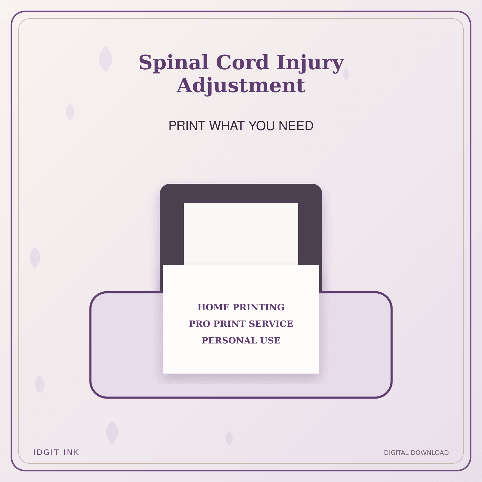 Idgit Ink Spinal Cord Injury Adjustment deluxe journal and planner bundle — home and professional printing information