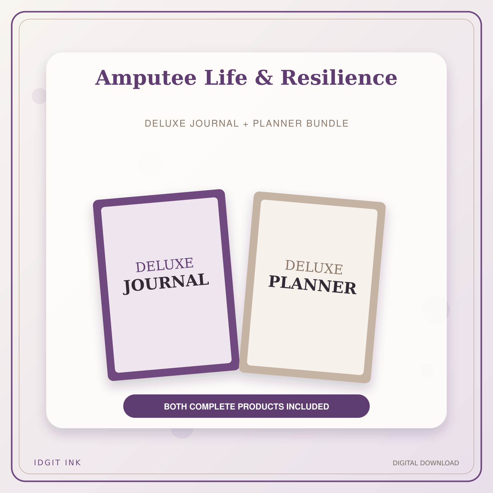 Idgit Ink Amputee Life & Resilience deluxe journal and planner bundle — primary bundle cover showing both deluxe products