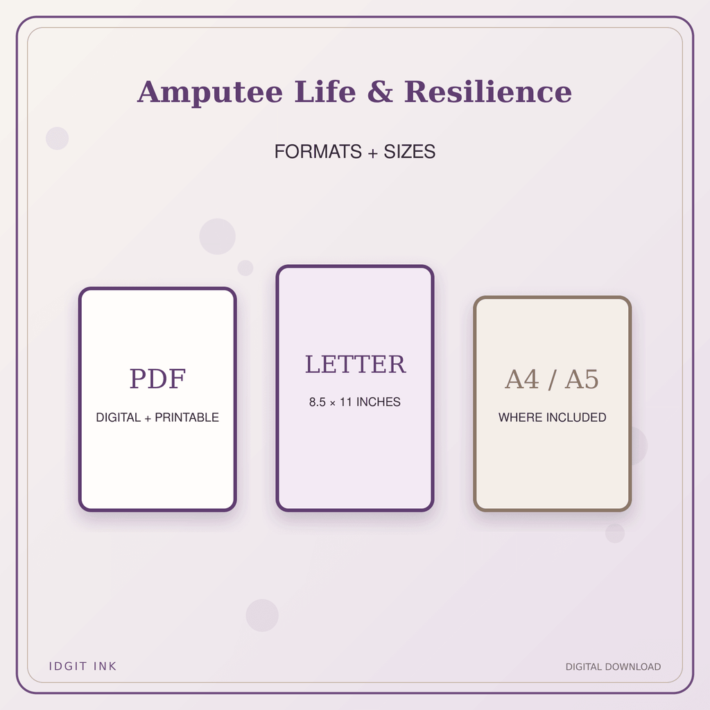 Idgit Ink Amputee Life & Resilience deluxe journal and planner bundle — digital formats and available page sizes
