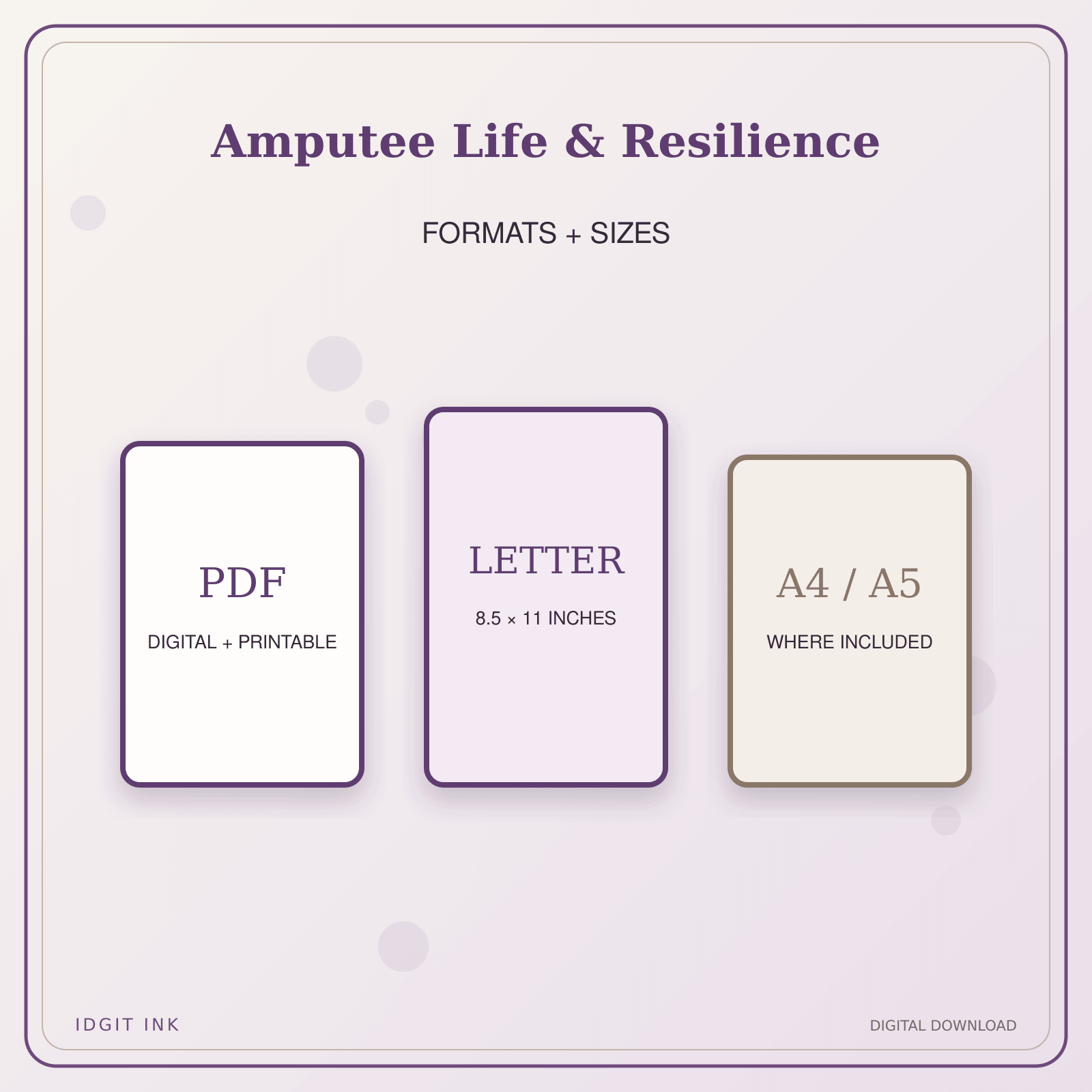 Idgit Ink Amputee Life & Resilience deluxe journal and planner bundle — digital formats and available page sizes