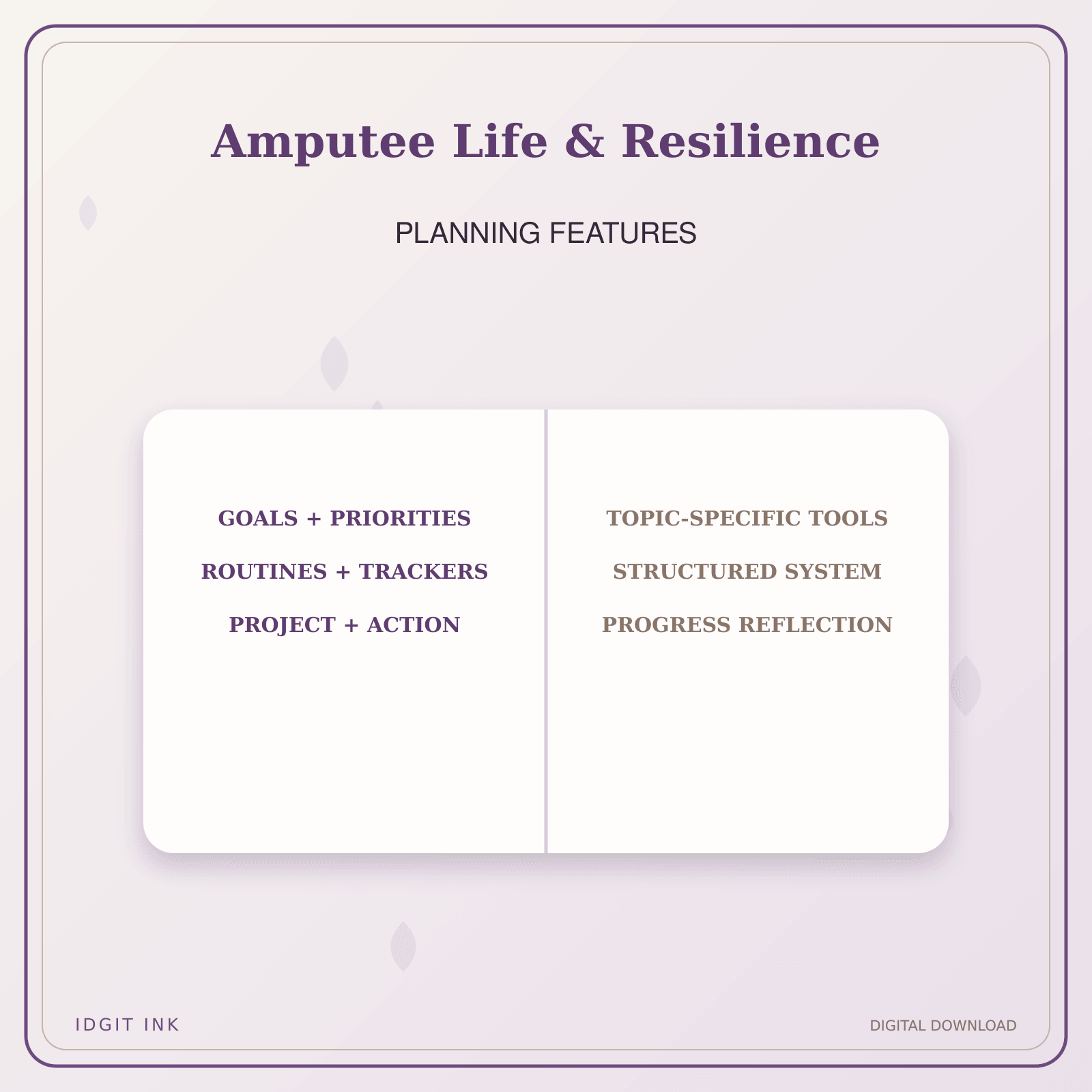 Idgit Ink Amputee Life & Resilience deluxe journal and planner bundle — planner organization and planning features