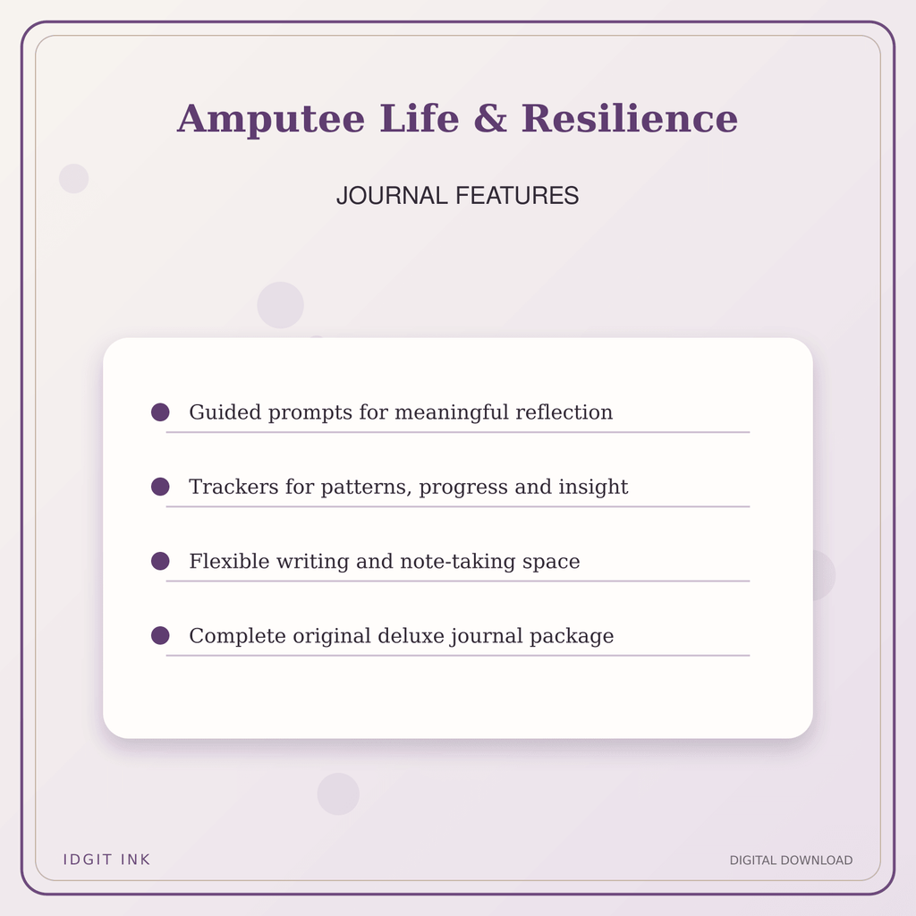 Idgit Ink Amputee Life & Resilience deluxe journal and planner bundle — journal prompts and reflection features