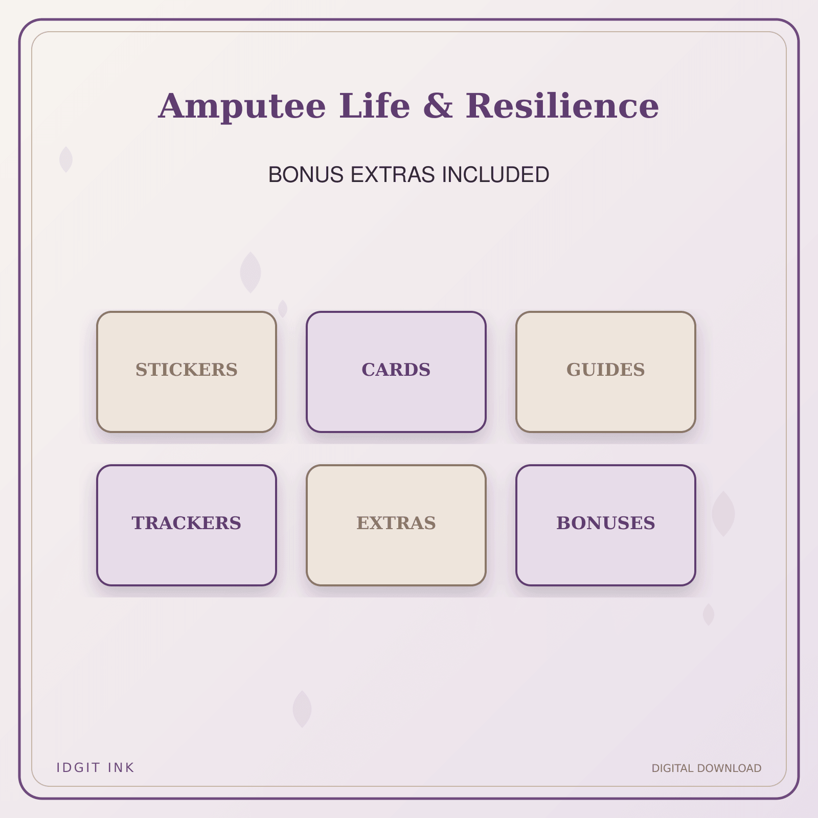 Idgit Ink Amputee Life & Resilience deluxe journal and planner bundle — included digital stickers and cards