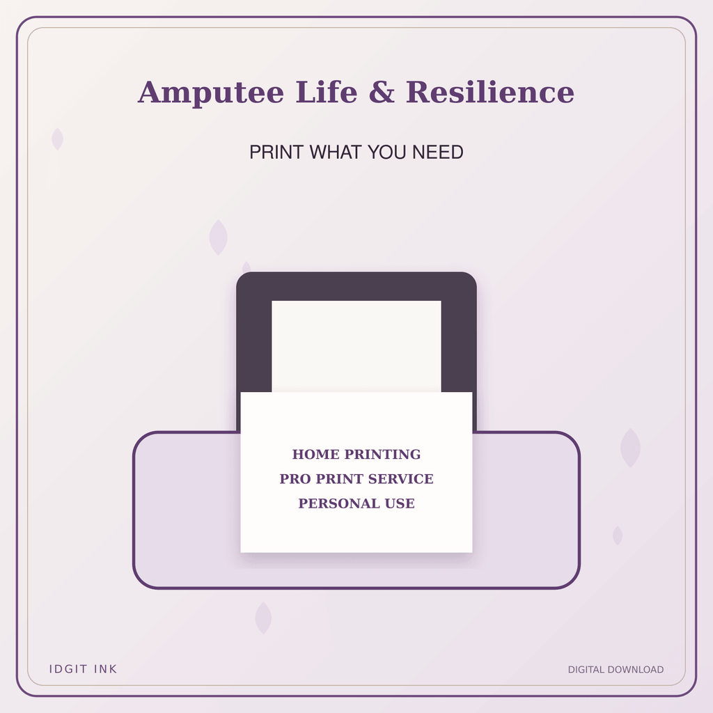 Idgit Ink Amputee Life & Resilience deluxe journal and planner bundle — home and professional printing information
