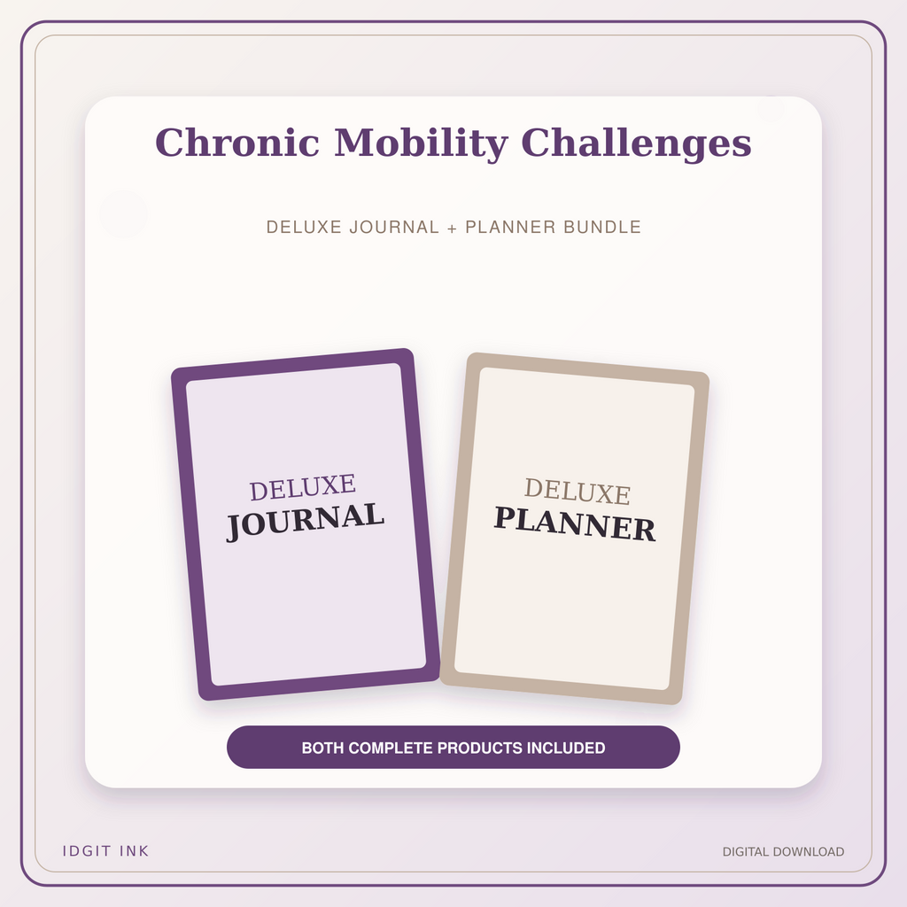 Idgit Ink Chronic Mobility Challenges deluxe journal and planner bundle — primary bundle cover showing both deluxe products