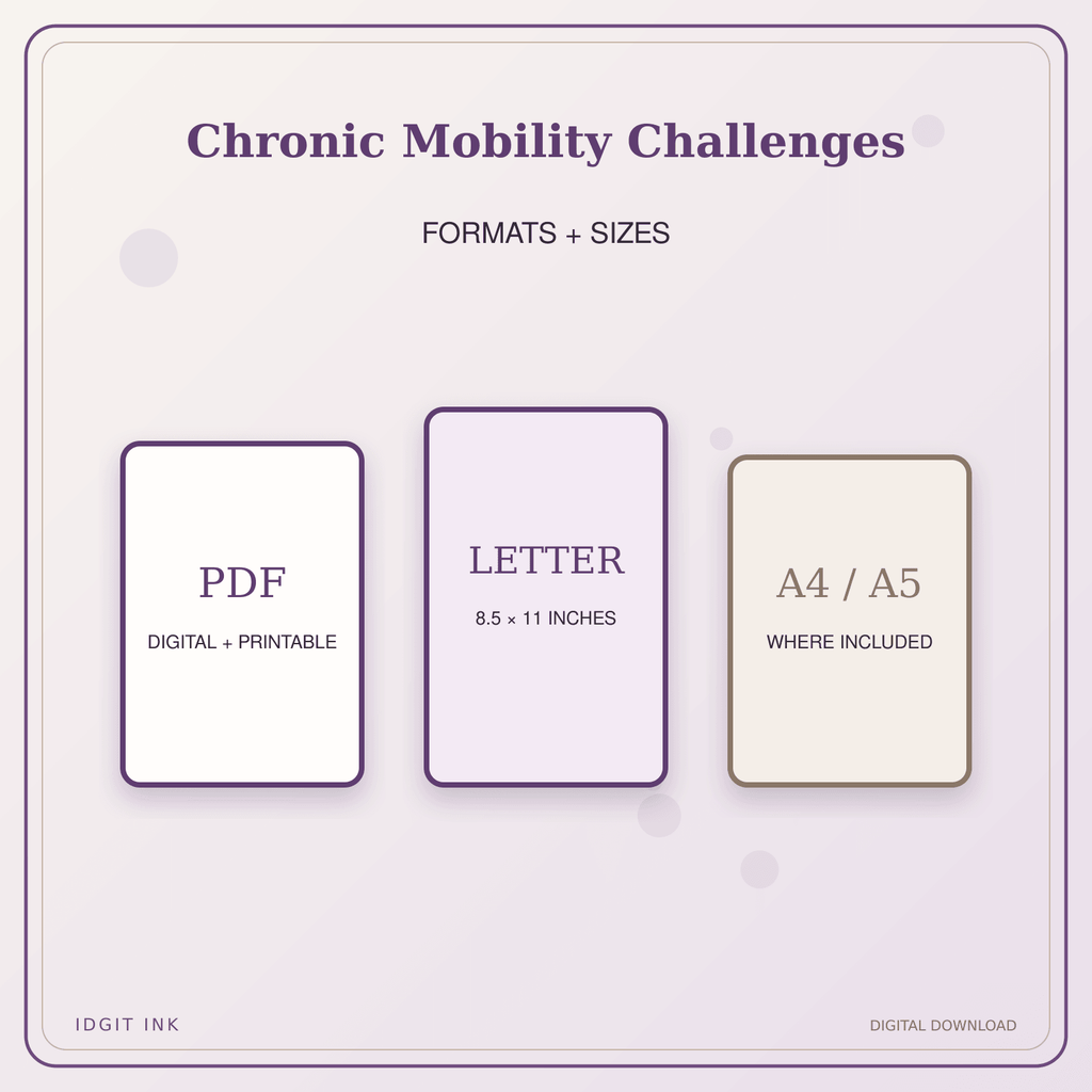 Idgit Ink Chronic Mobility Challenges deluxe journal and planner bundle — digital formats and available page sizes