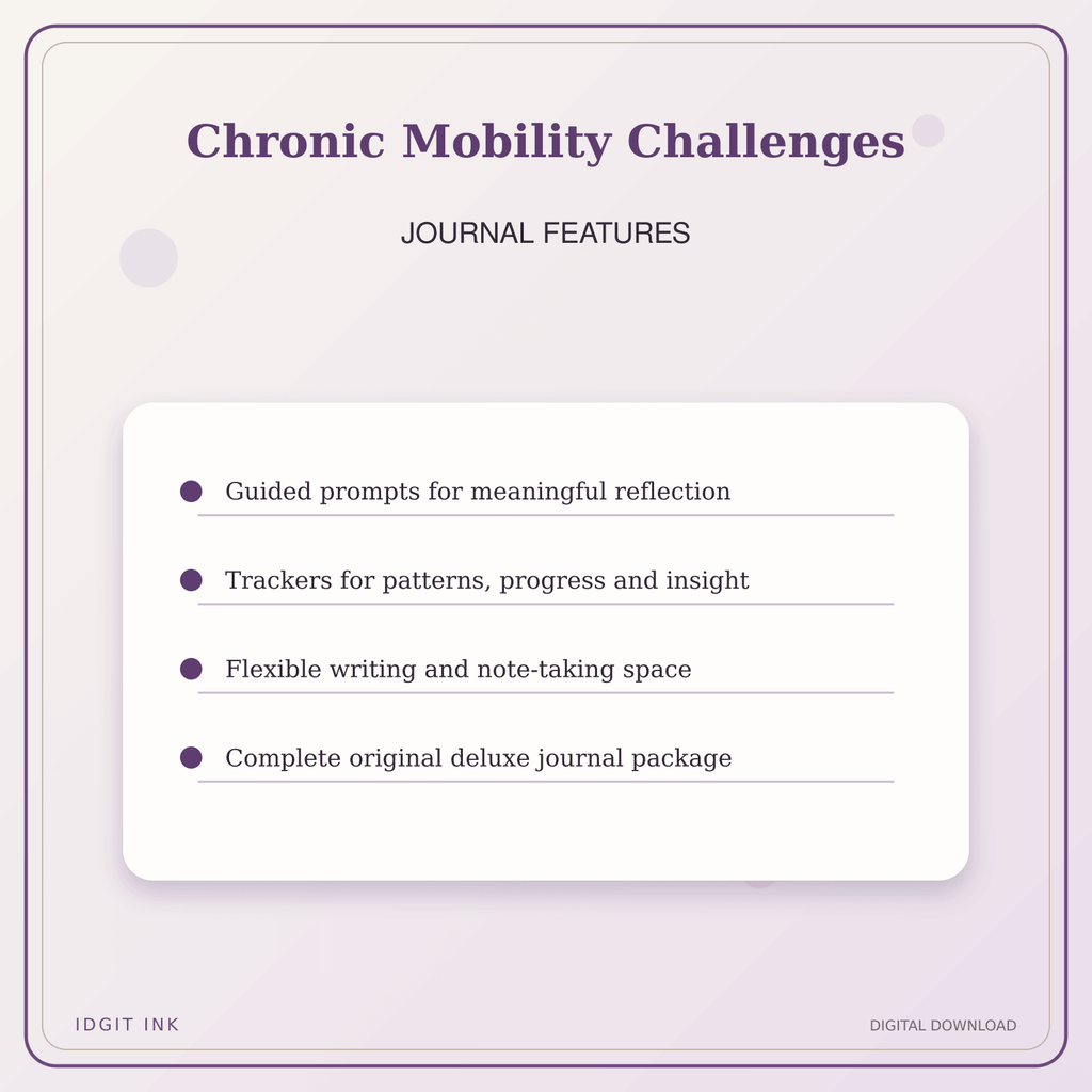 Idgit Ink Chronic Mobility Challenges deluxe journal and planner bundle — journal prompts and reflection features