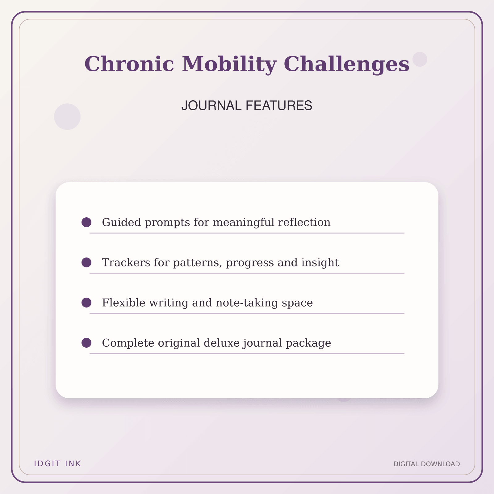 Idgit Ink Chronic Mobility Challenges deluxe journal and planner bundle — journal prompts and reflection features