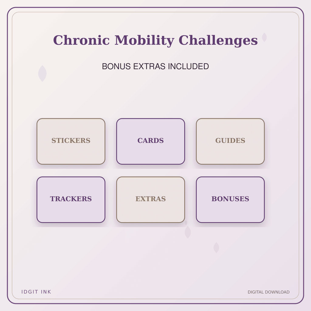 Idgit Ink Chronic Mobility Challenges deluxe journal and planner bundle — included digital stickers and cards