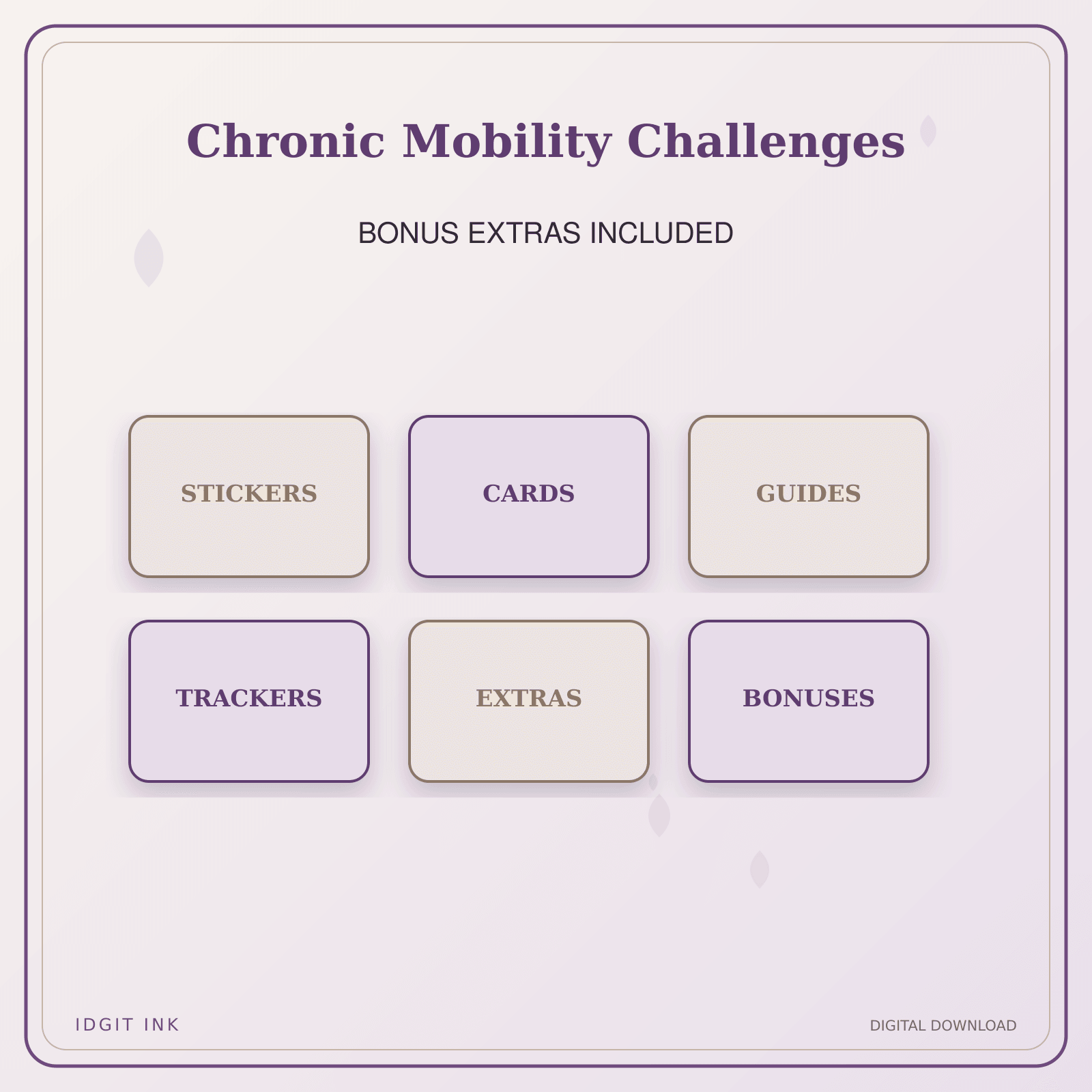 Idgit Ink Chronic Mobility Challenges deluxe journal and planner bundle — included digital stickers and cards