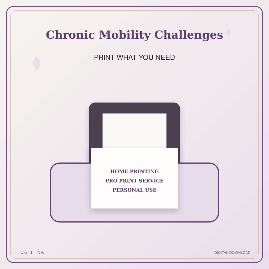 Idgit Ink Chronic Mobility Challenges deluxe journal and planner bundle — home and professional printing information
