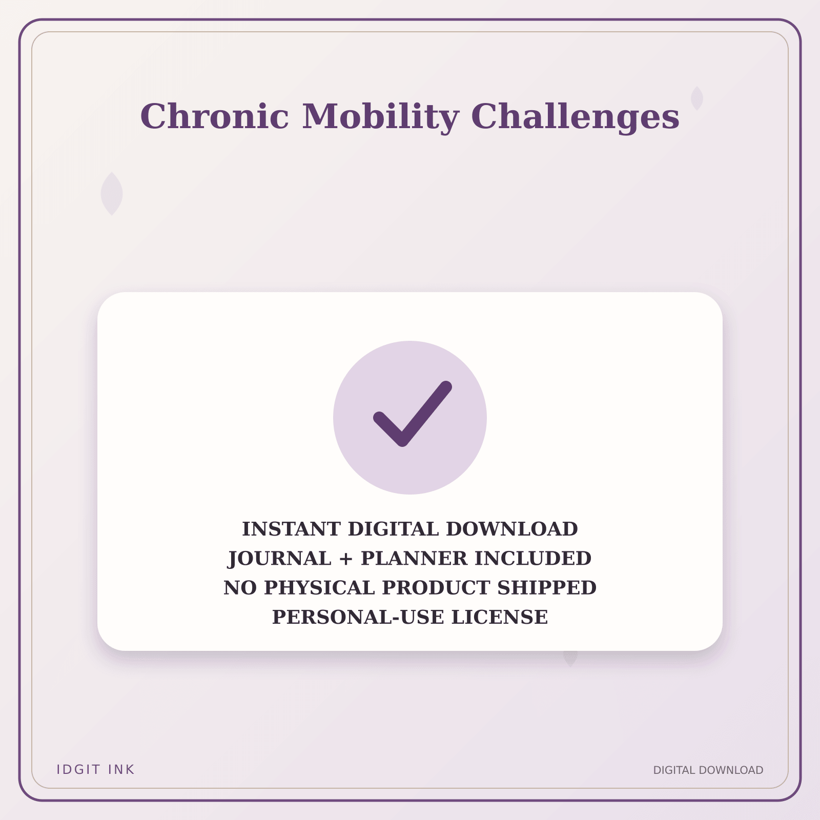 Idgit Ink Chronic Mobility Challenges deluxe journal and planner bundle — instant download and no physical product notice