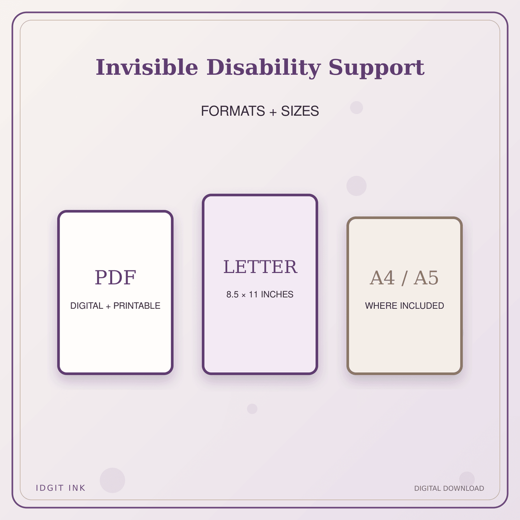 Idgit Ink Invisible Disability Support deluxe journal and planner bundle — digital formats and available page sizes