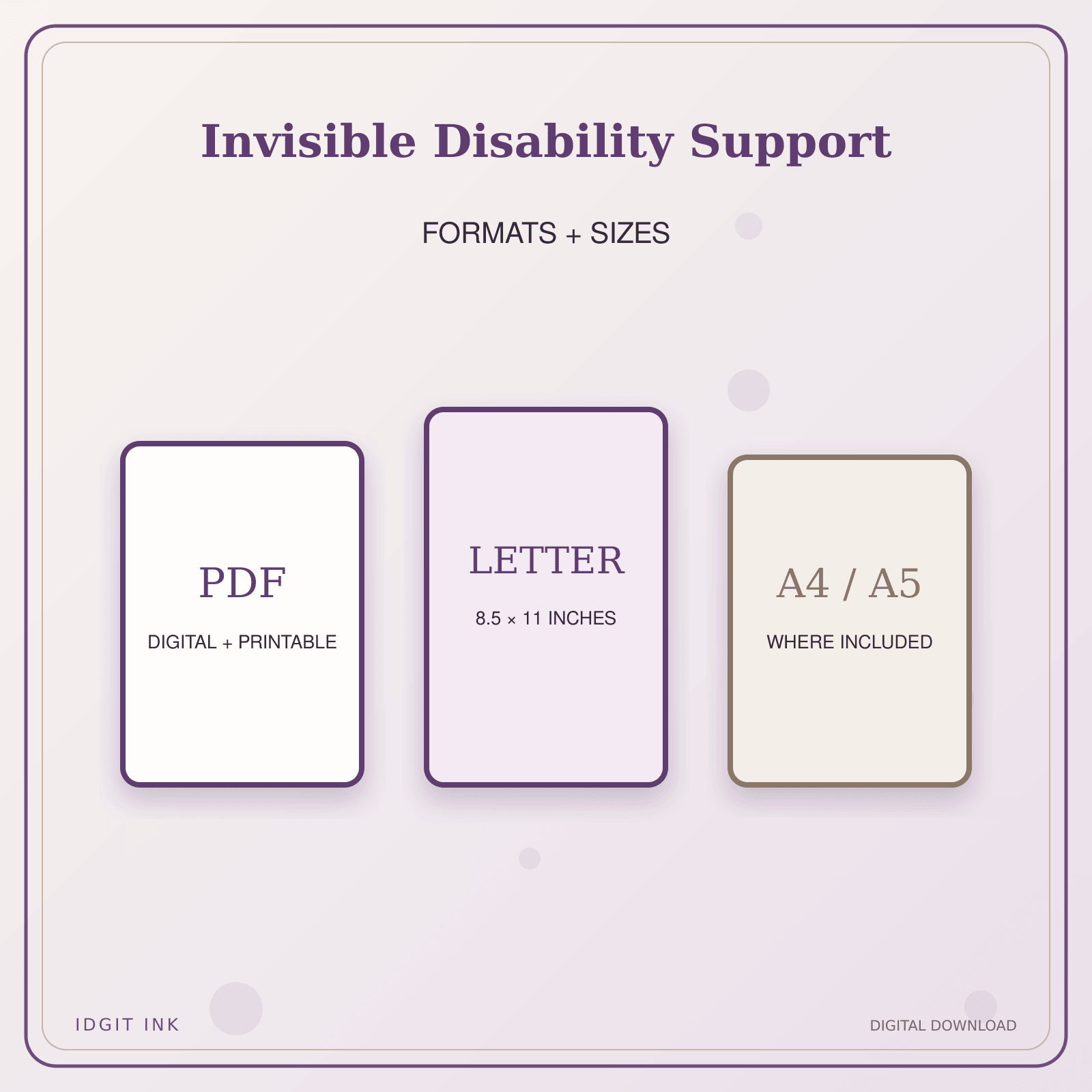 Idgit Ink Invisible Disability Support deluxe journal and planner bundle — digital formats and available page sizes
