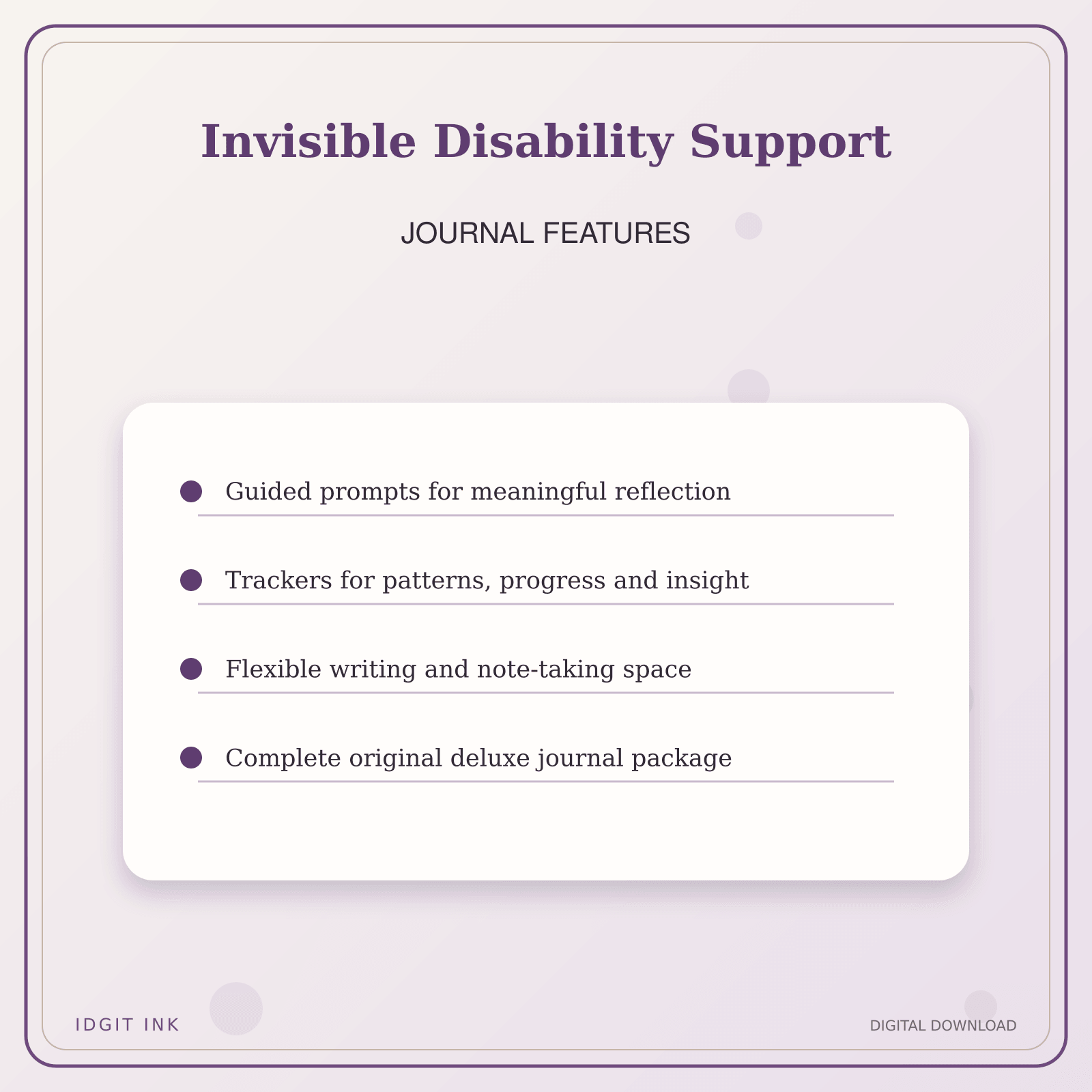 Idgit Ink Invisible Disability Support deluxe journal and planner bundle — journal prompts and reflection features
