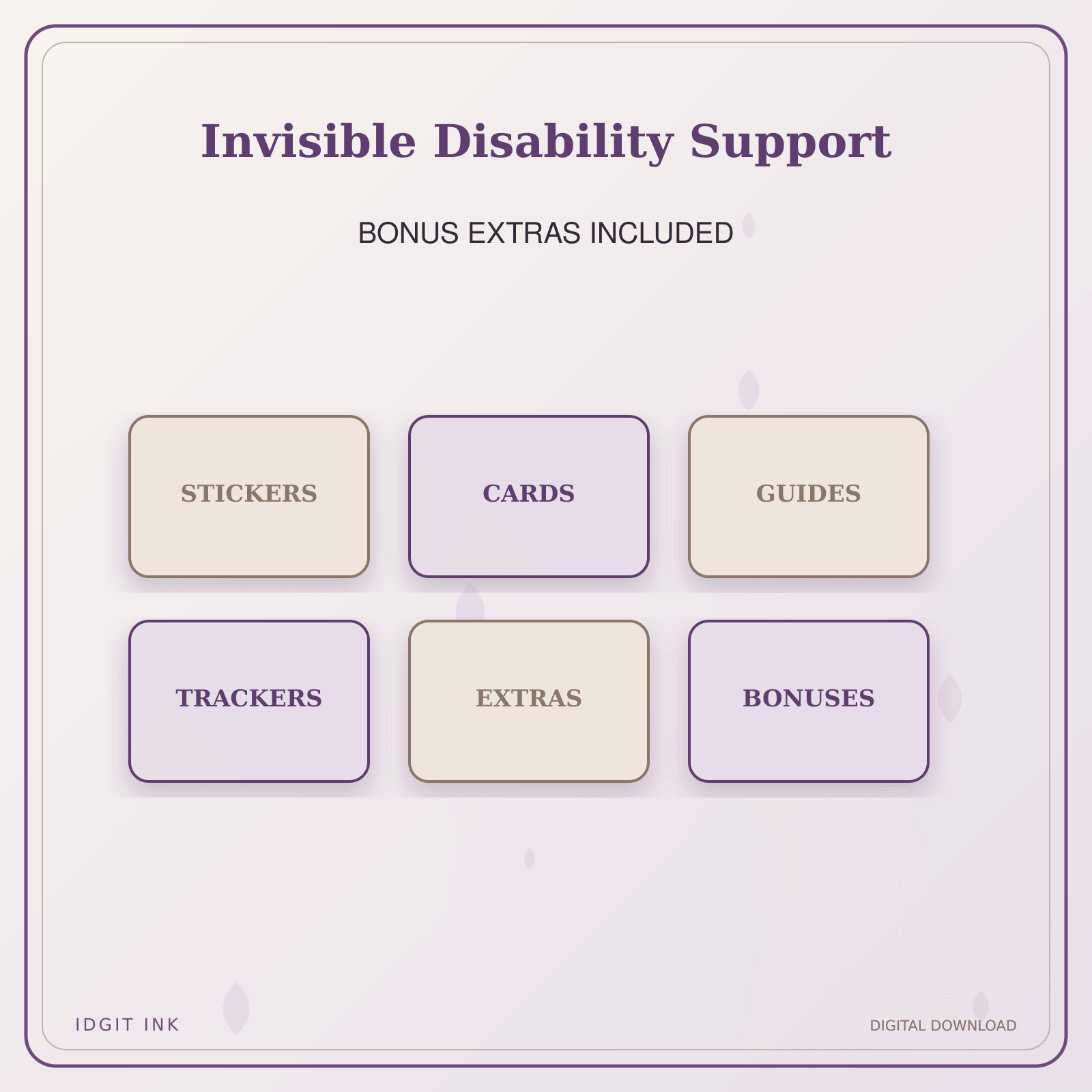Idgit Ink Invisible Disability Support deluxe journal and planner bundle — included digital stickers and cards