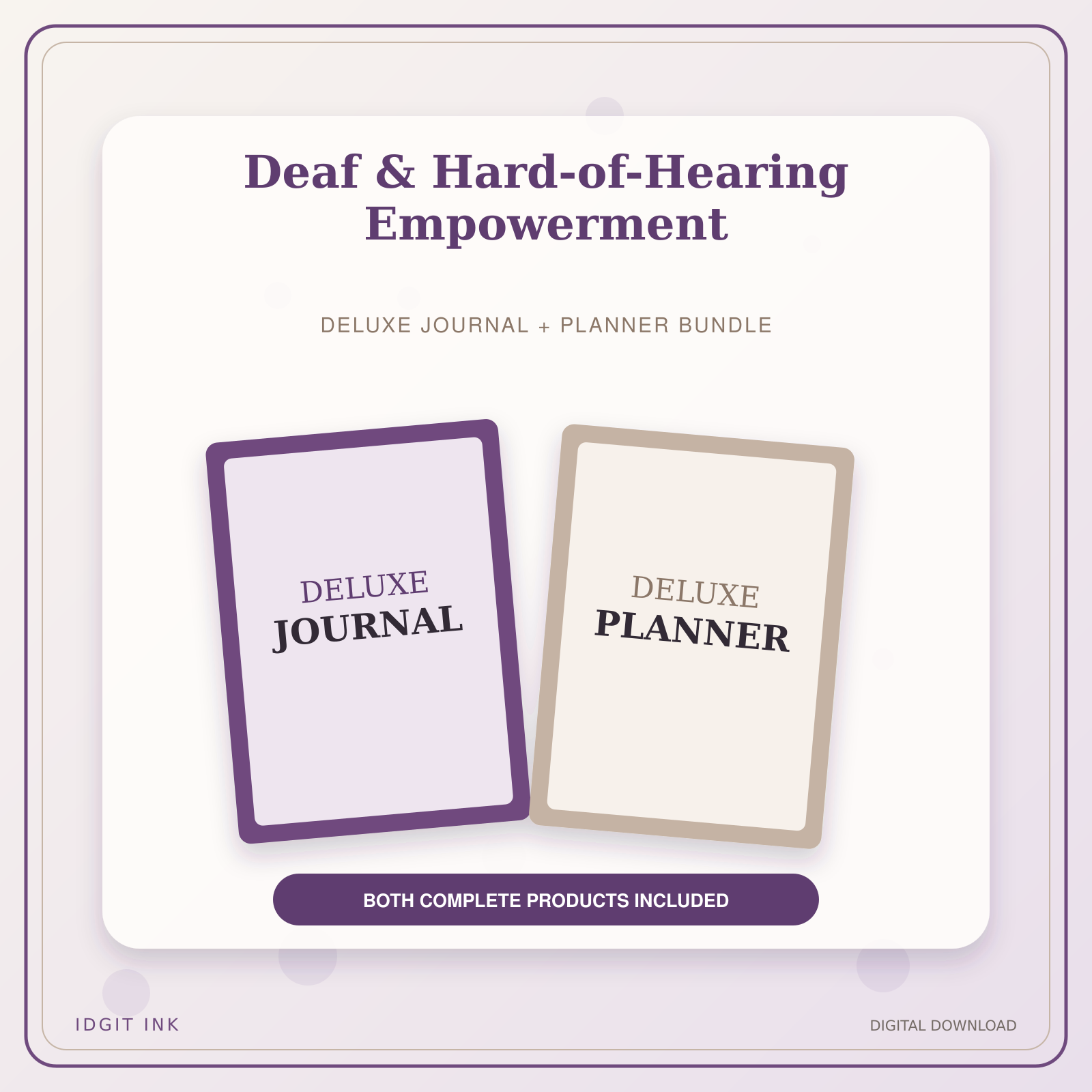 Idgit Ink Deaf & Hard-of-Hearing Empowerment deluxe journal and planner bundle — primary bundle cover showing both deluxe products