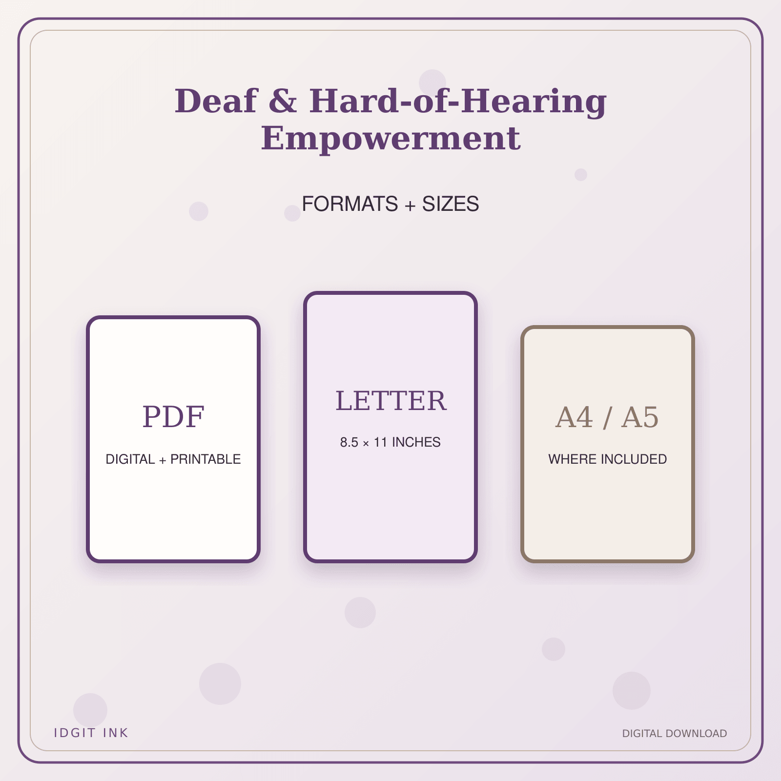 Idgit Ink Deaf & Hard-of-Hearing Empowerment deluxe journal and planner bundle — digital formats and available page sizes