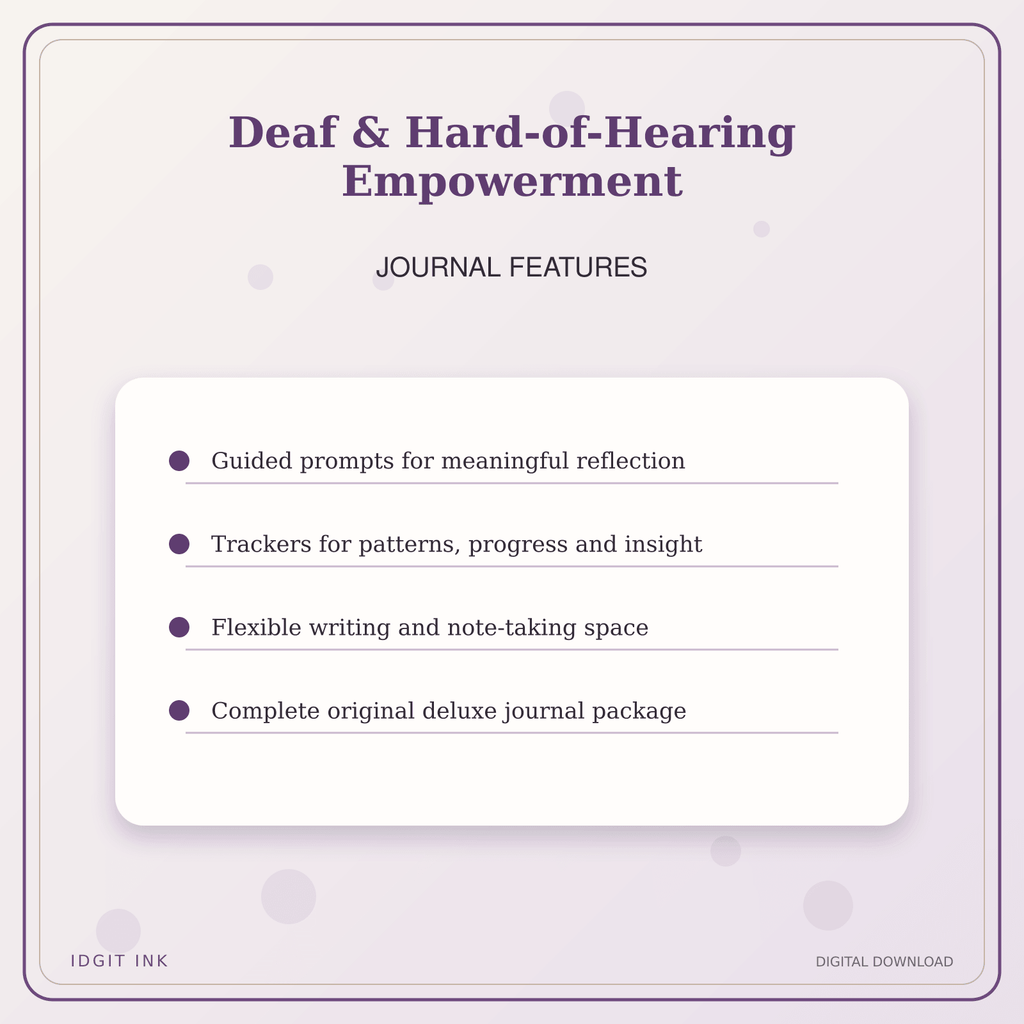 Idgit Ink Deaf & Hard-of-Hearing Empowerment deluxe journal and planner bundle — journal prompts and reflection features
