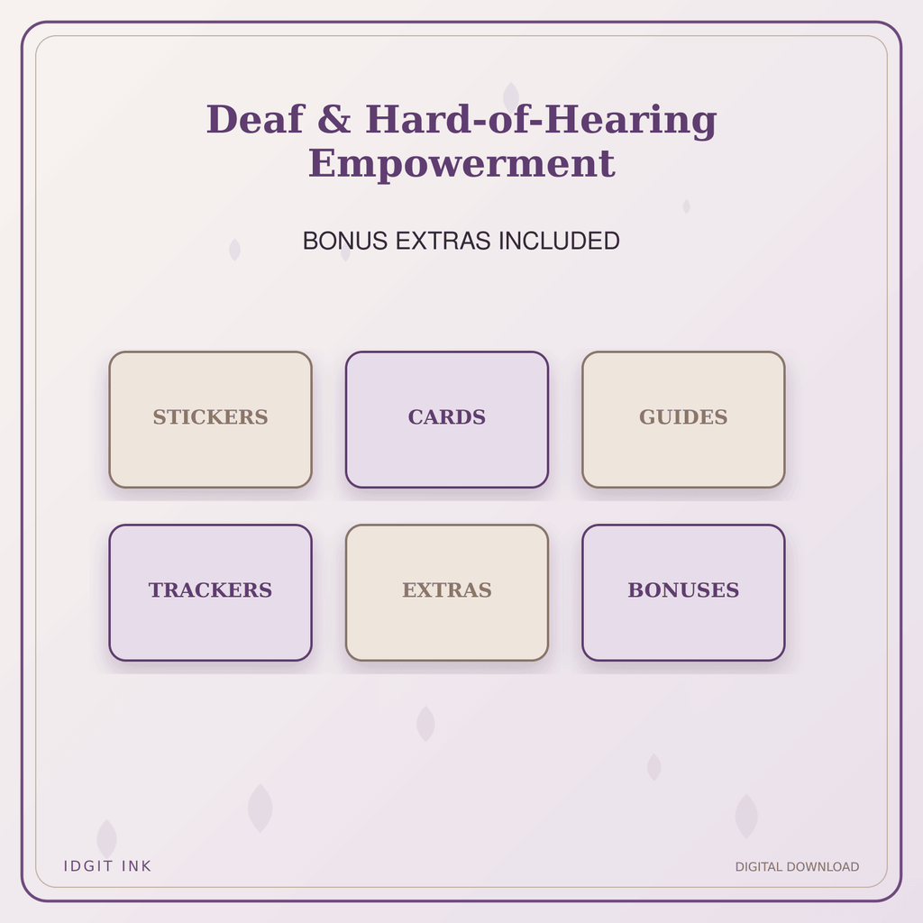 Idgit Ink Deaf & Hard-of-Hearing Empowerment deluxe journal and planner bundle — included digital stickers and cards