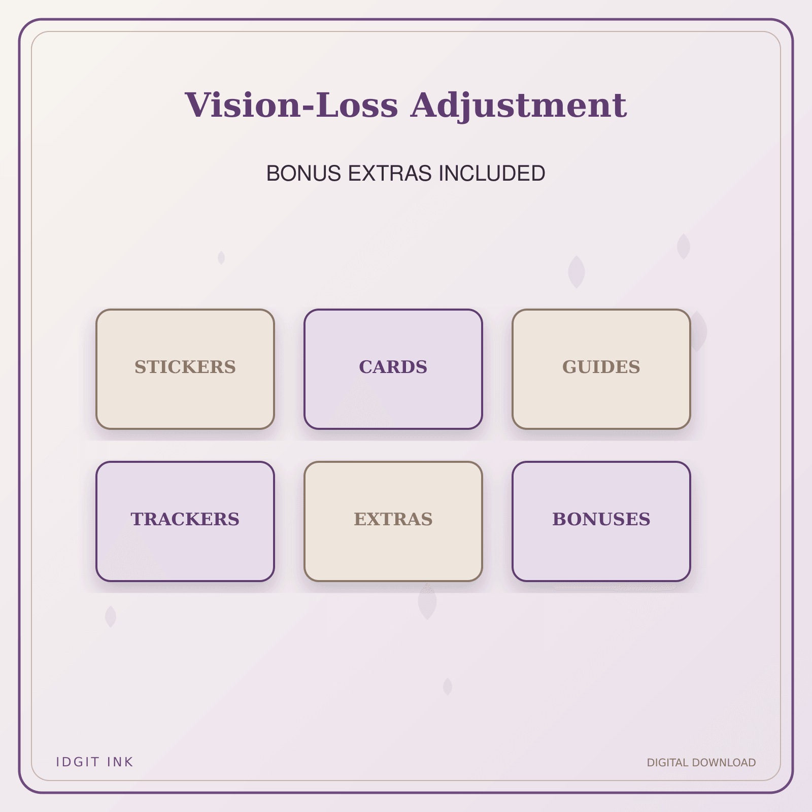 Idgit Ink Vision-Loss Adjustment deluxe journal and planner bundle — included digital stickers and cards