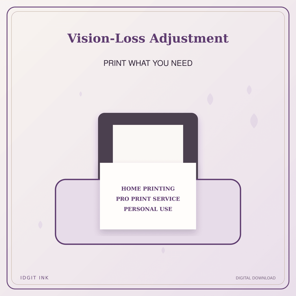 Idgit Ink Vision-Loss Adjustment deluxe journal and planner bundle — home and professional printing information
