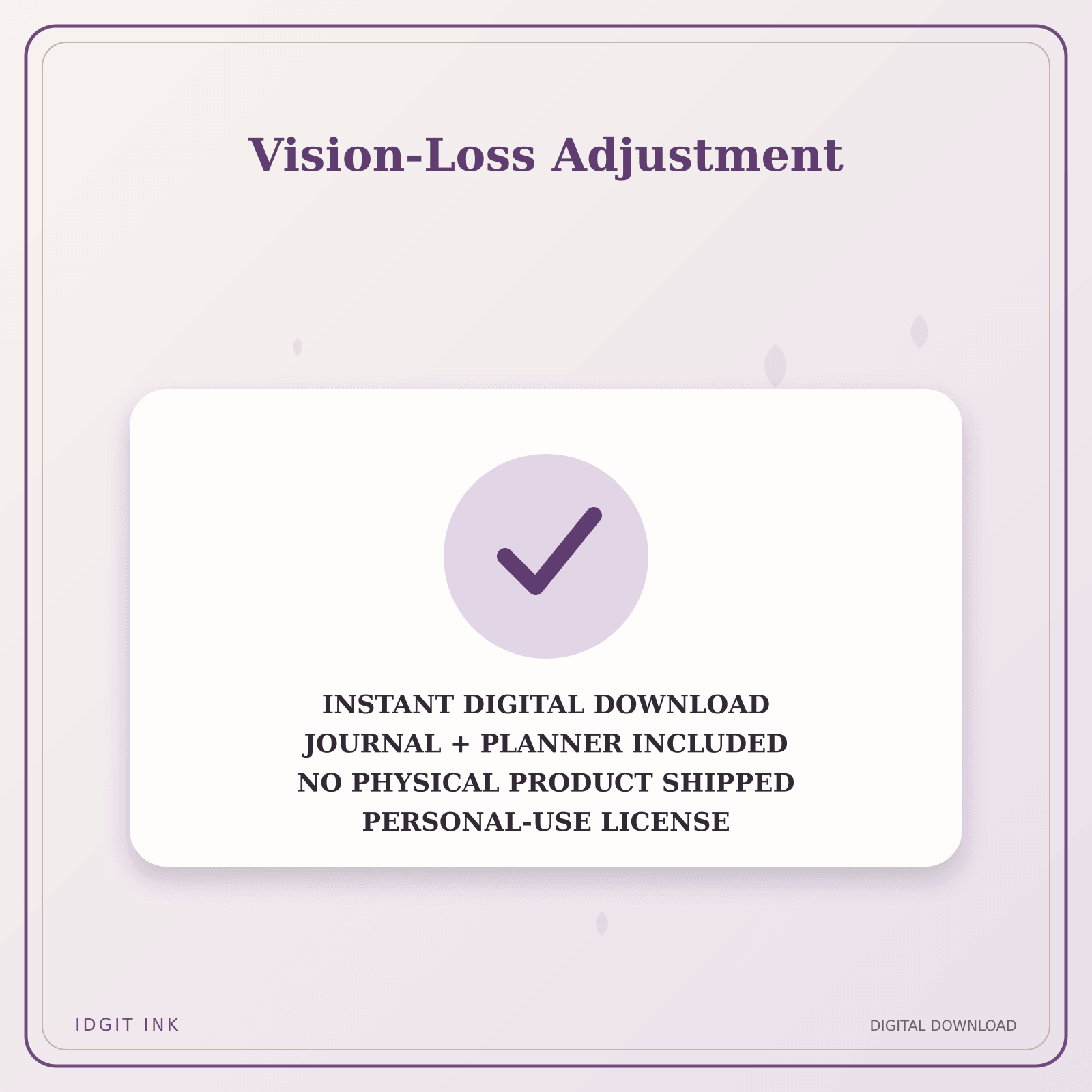 Idgit Ink Vision-Loss Adjustment deluxe journal and planner bundle — instant download and no physical product notice
