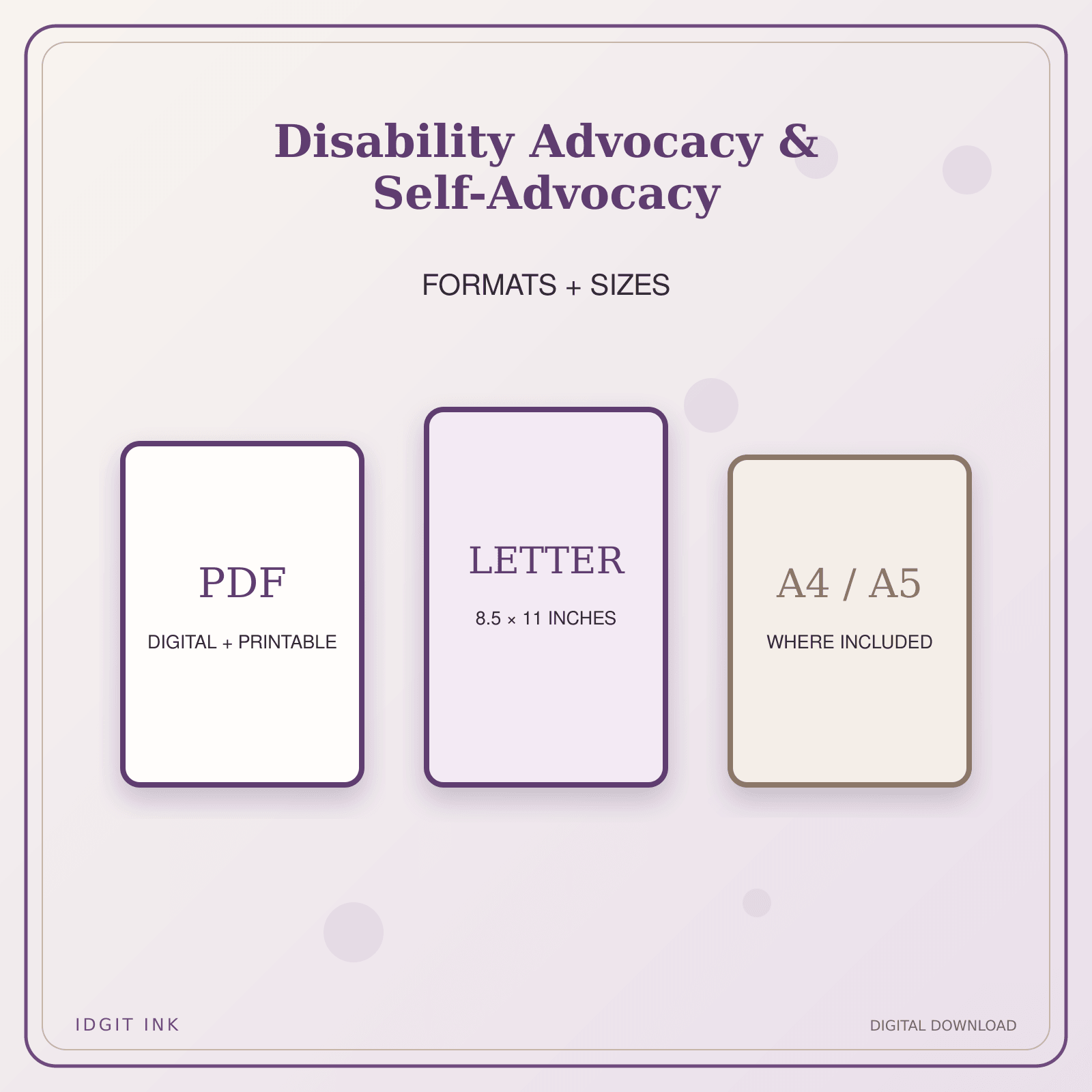 Idgit Ink Disability Advocacy & Self-Advocacy deluxe journal and planner bundle — digital formats and available page sizes