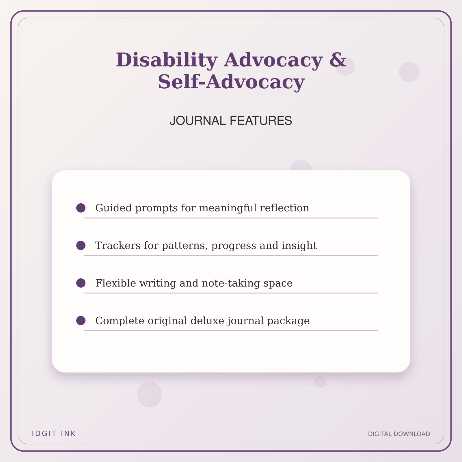 Idgit Ink Disability Advocacy & Self-Advocacy deluxe journal and planner bundle — journal prompts and reflection features