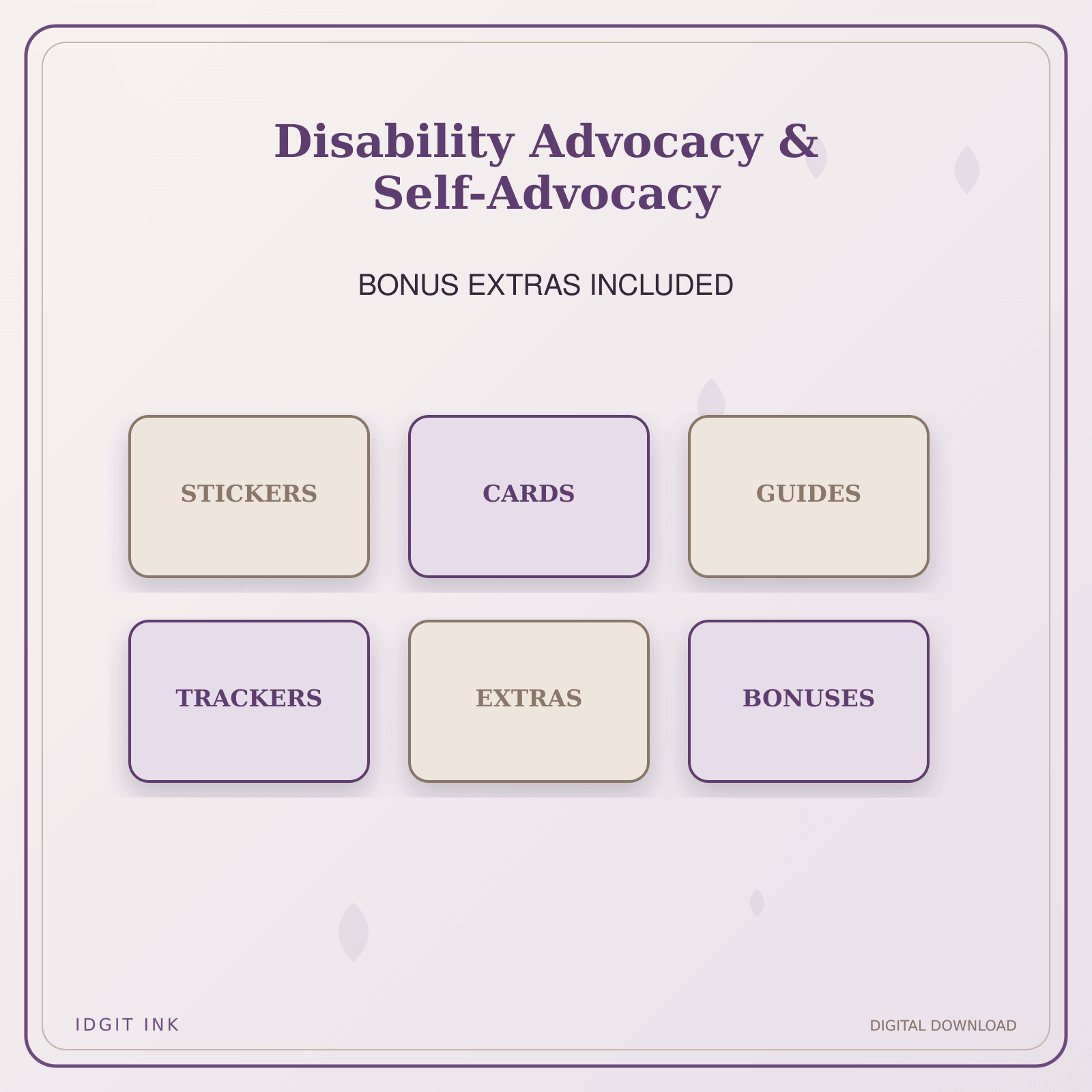 Idgit Ink Disability Advocacy & Self-Advocacy deluxe journal and planner bundle — included digital stickers and cards