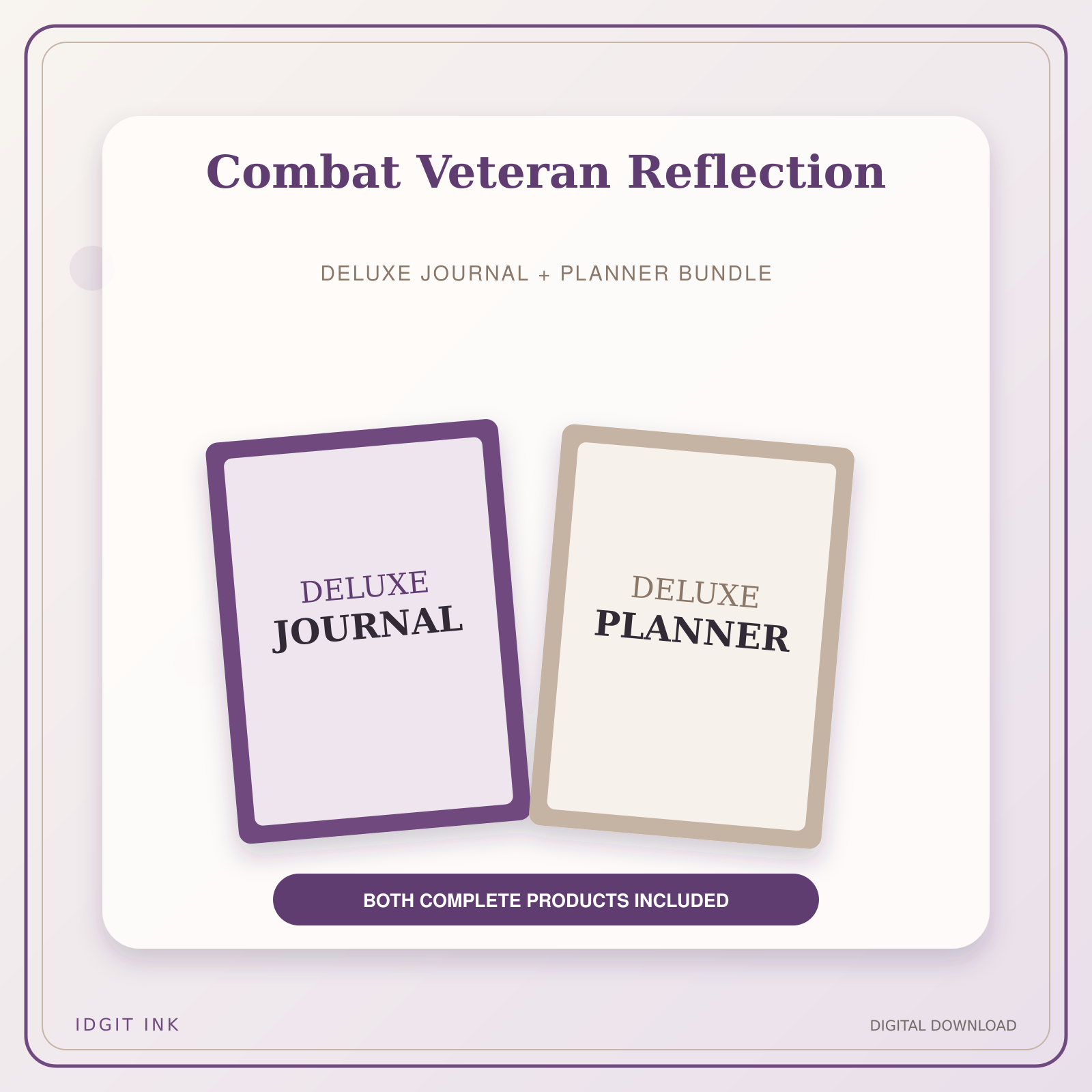 Idgit Ink Combat Veteran Reflection deluxe journal and planner bundle — primary bundle cover showing both deluxe products