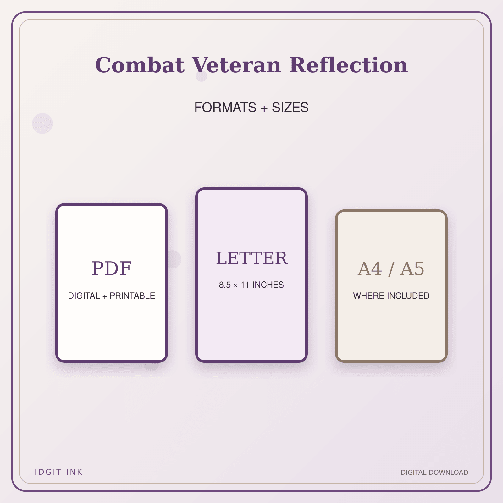 Idgit Ink Combat Veteran Reflection deluxe journal and planner bundle — digital formats and available page sizes