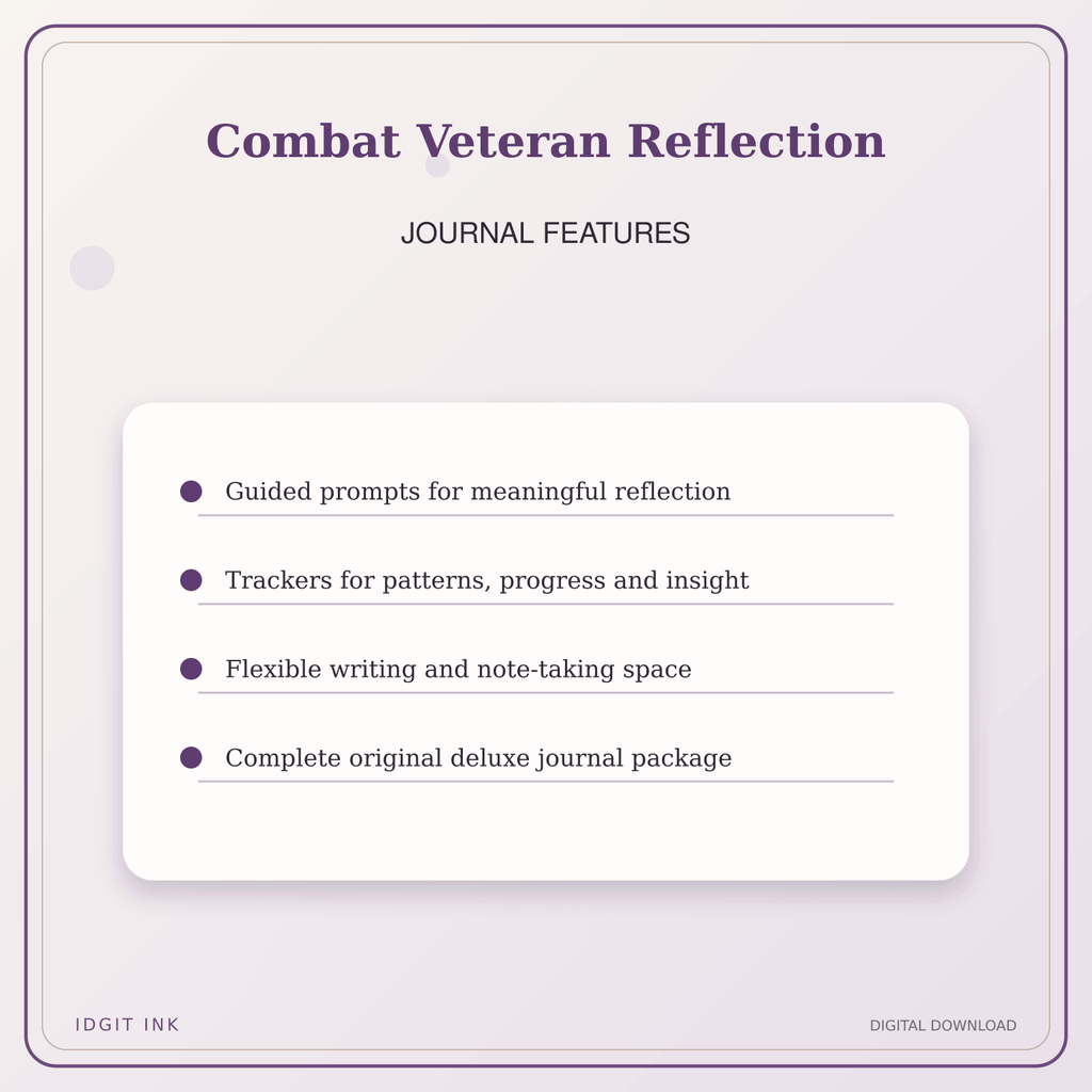 Idgit Ink Combat Veteran Reflection deluxe journal and planner bundle — journal prompts and reflection features