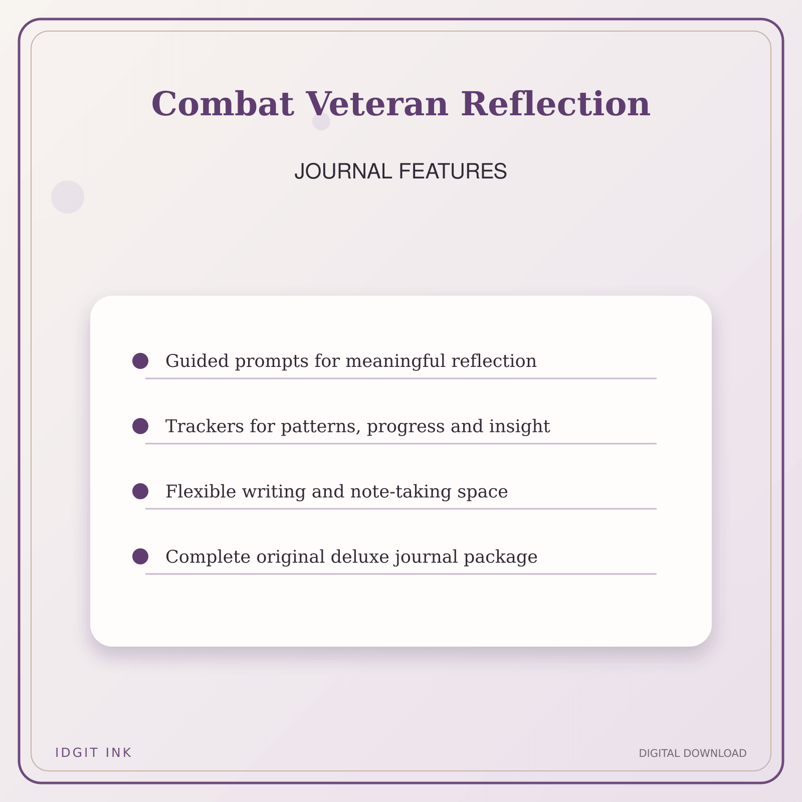 Idgit Ink Combat Veteran Reflection deluxe journal and planner bundle — journal prompts and reflection features