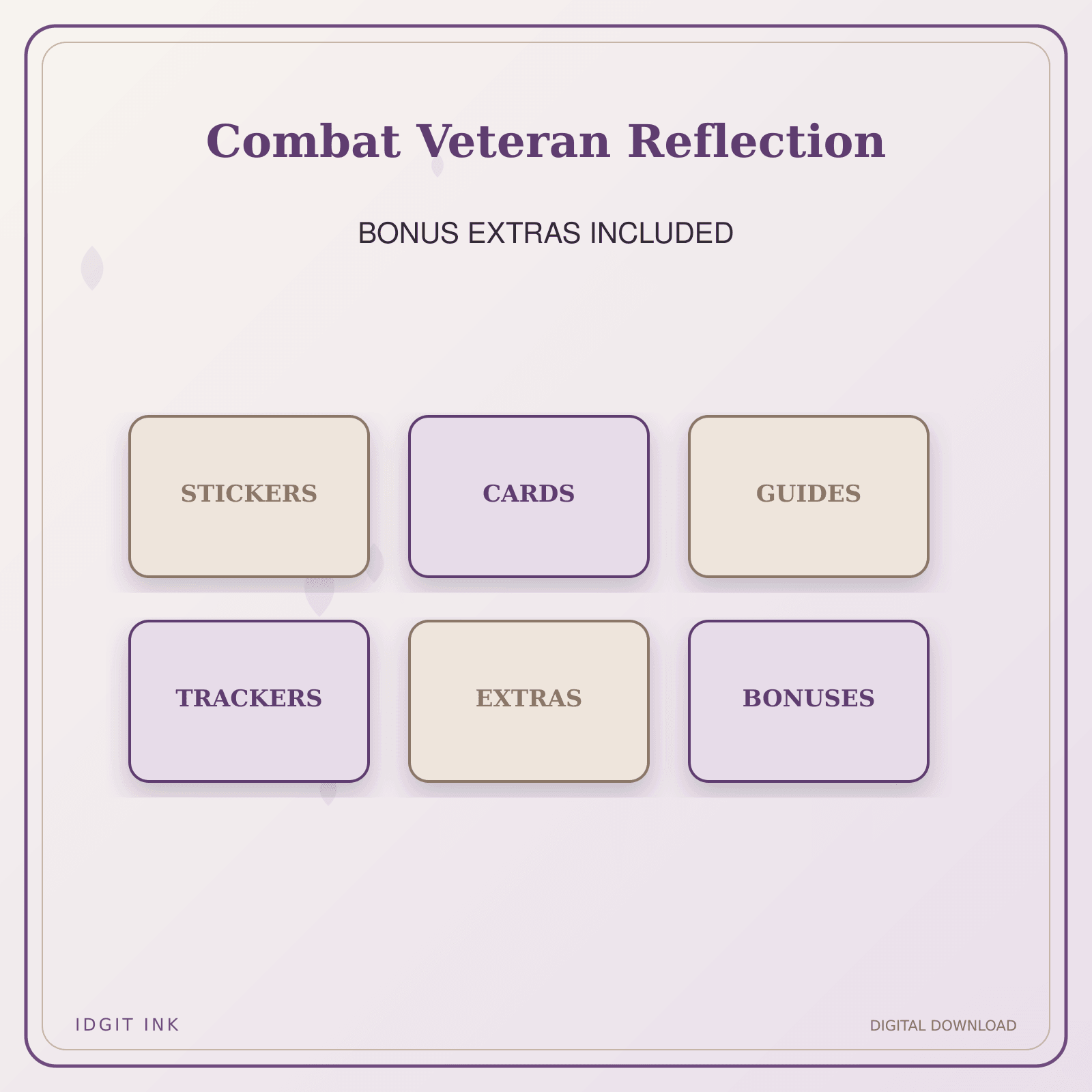 Idgit Ink Combat Veteran Reflection deluxe journal and planner bundle — included digital stickers and cards