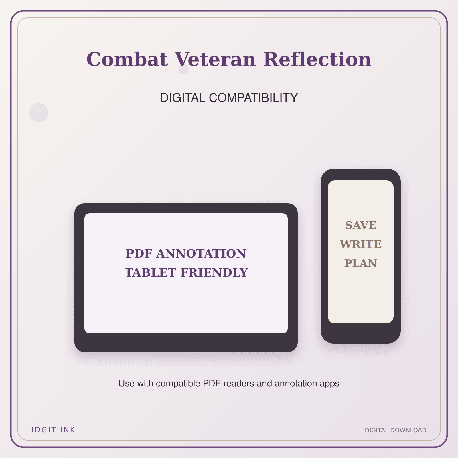 Idgit Ink Combat Veteran Reflection deluxe journal and planner bundle — tablet and pdf annotation compatibility